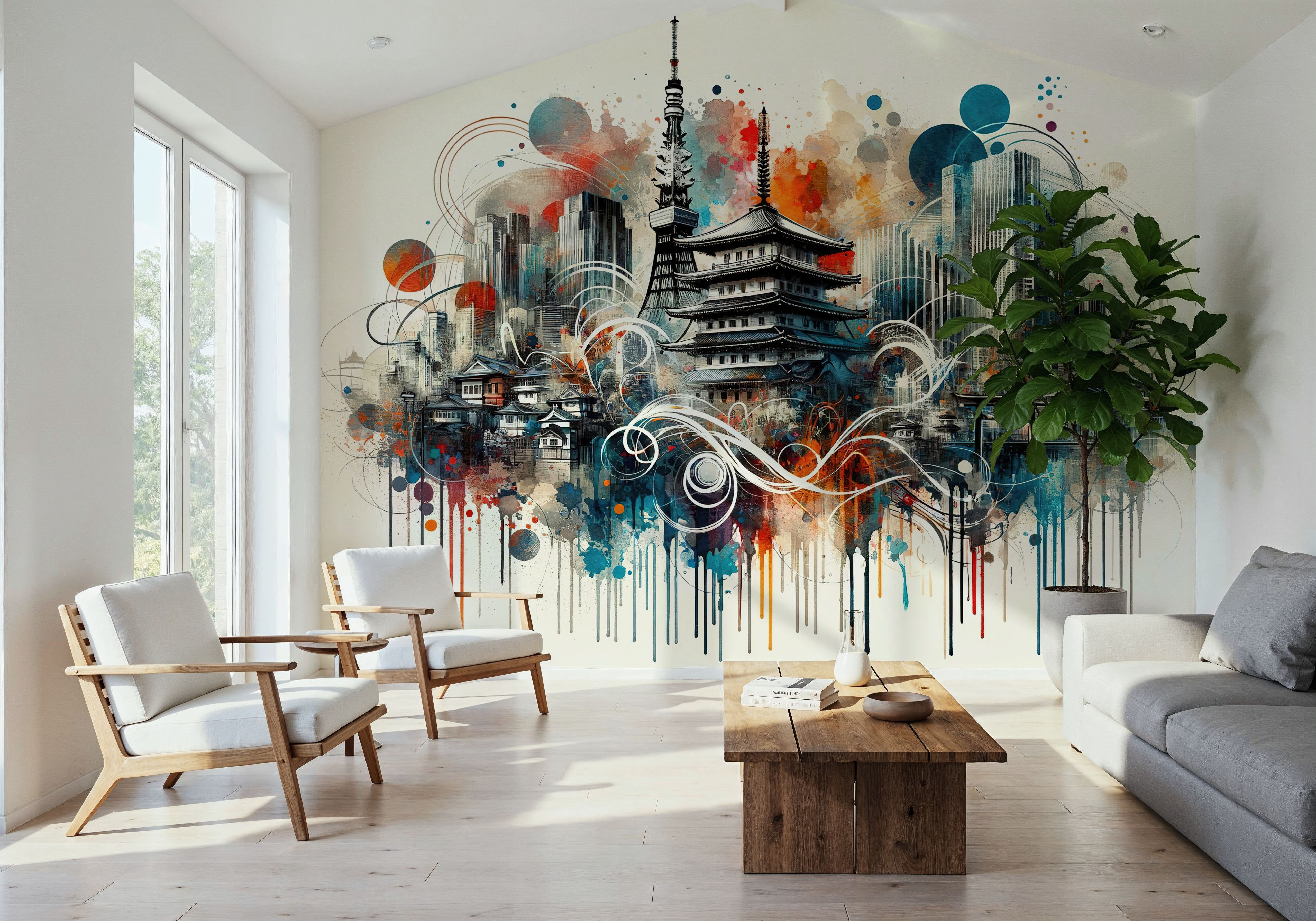 Watercolor Skyline Tokyo I, Tapeten