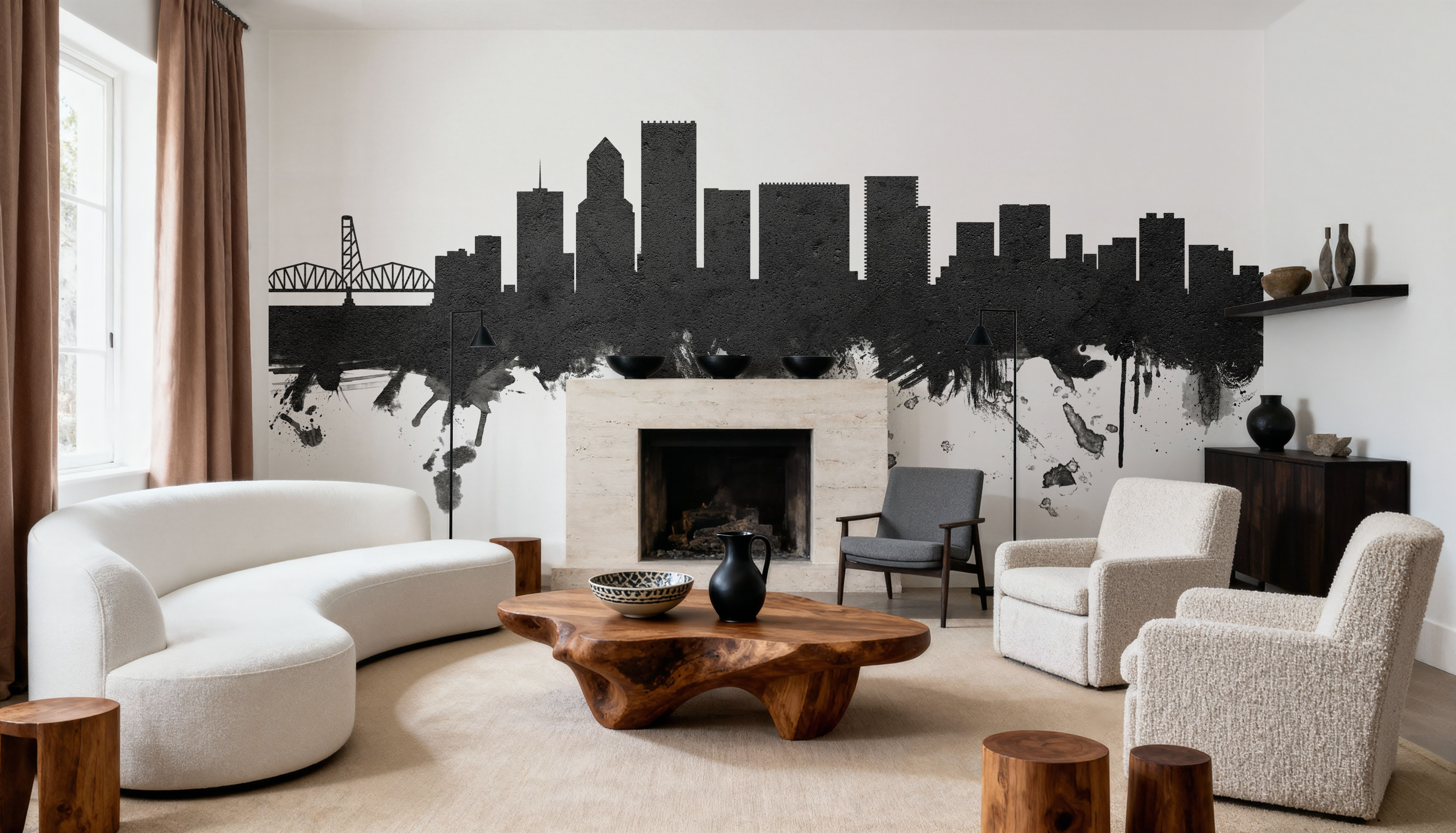 Portland Oregon Skyline Black & White