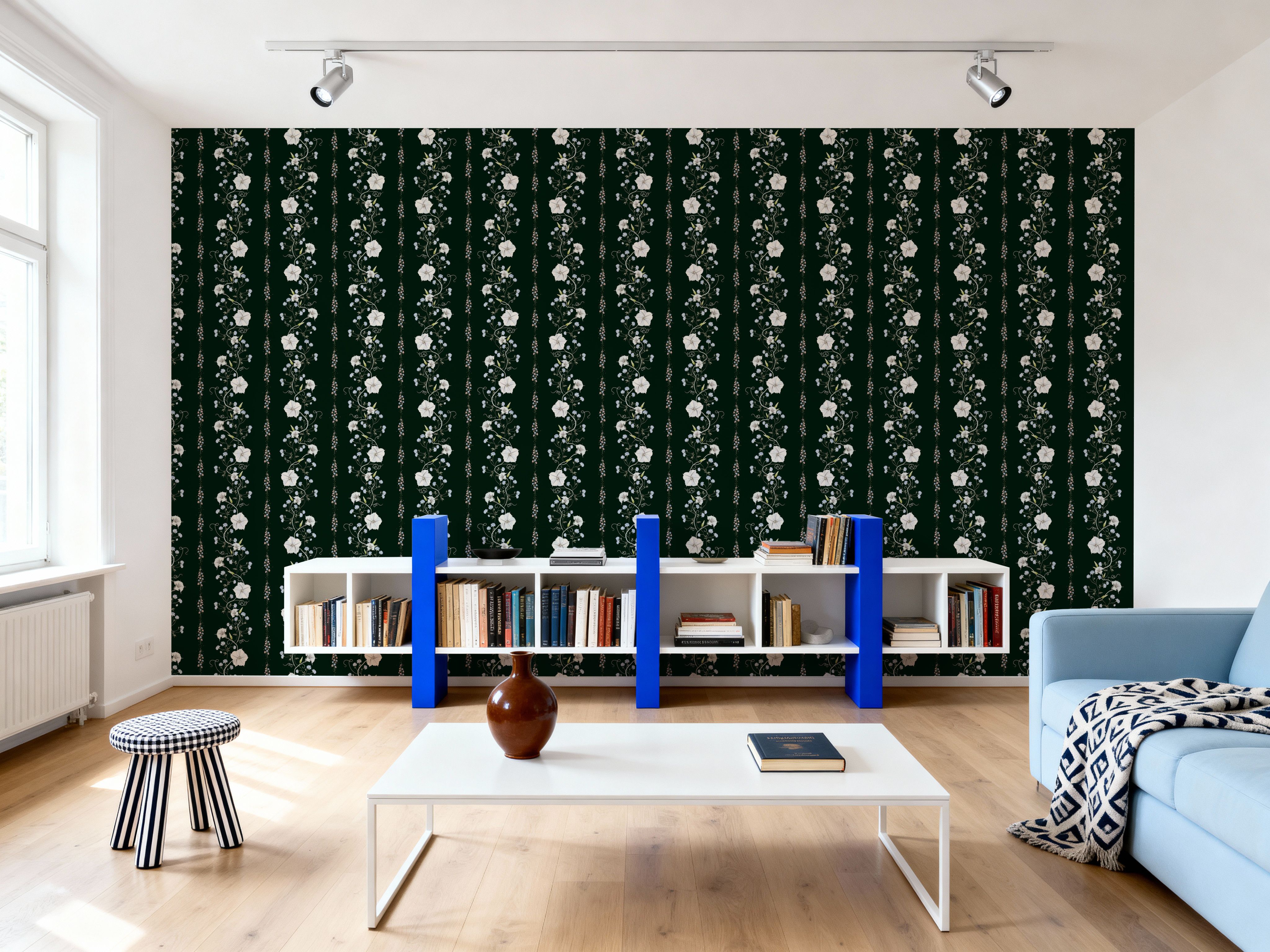 Trailing Flower Stripe, Dark Green