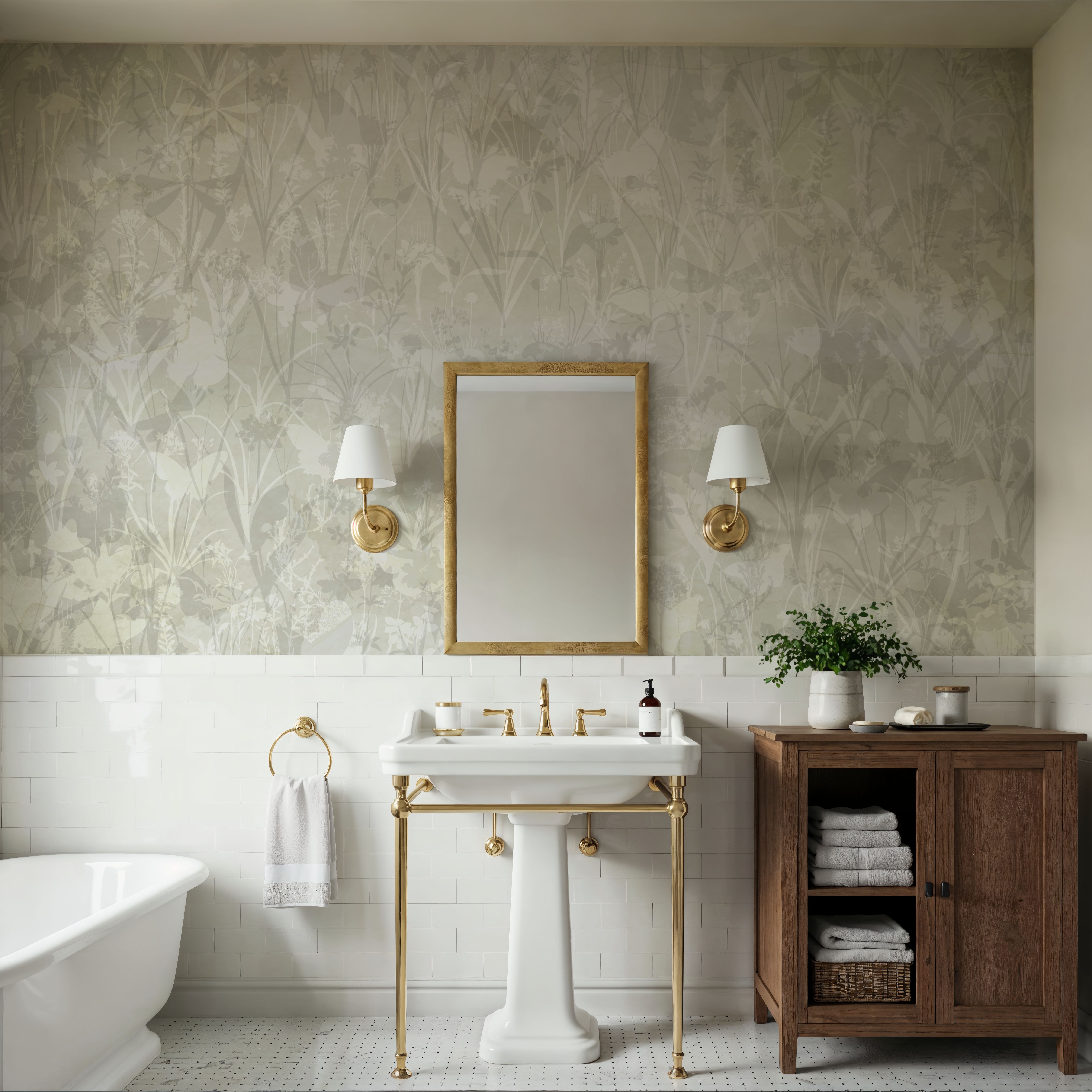 Herbals and Butterflies Double Silhouette Yellow