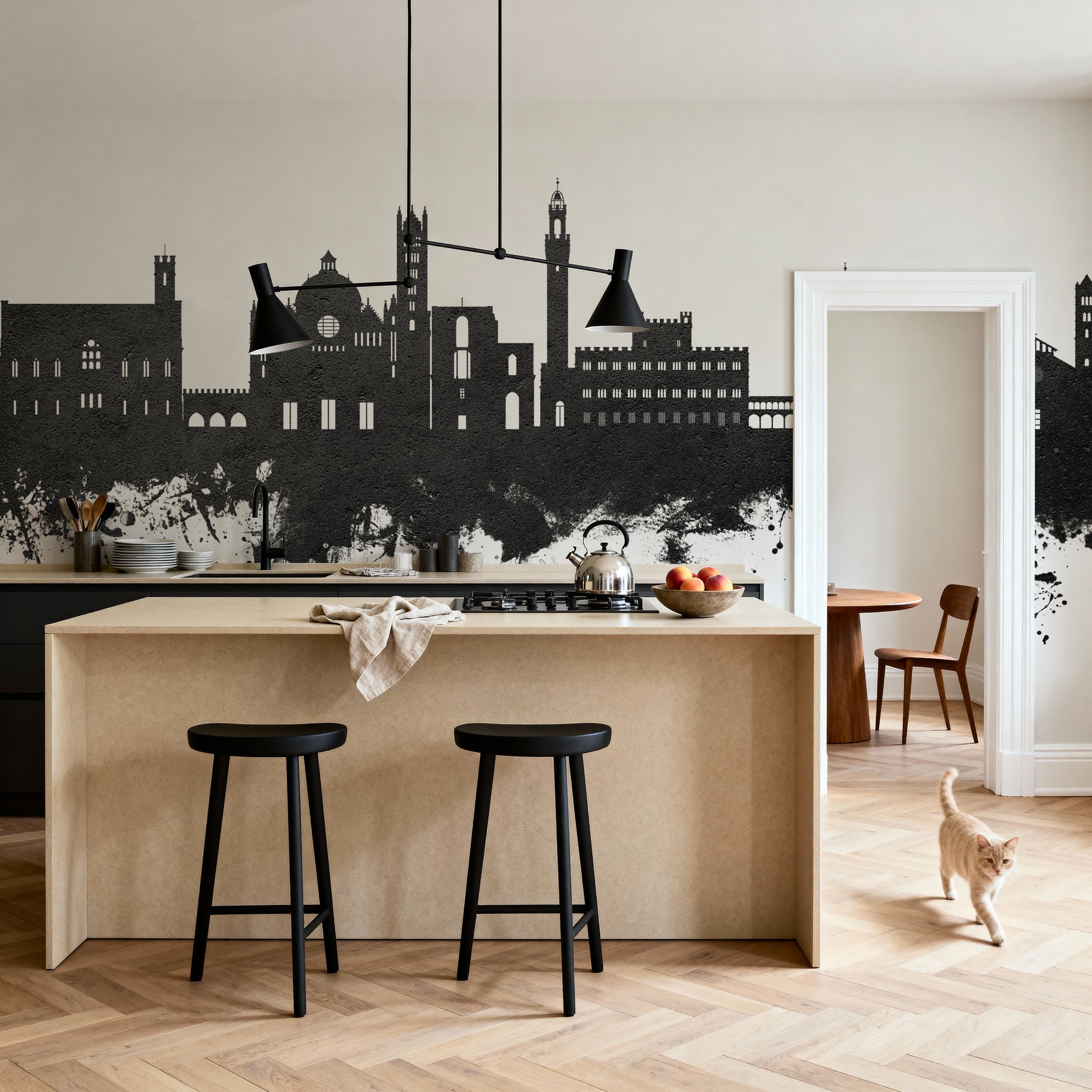 Siena Italy Skyline Black & White