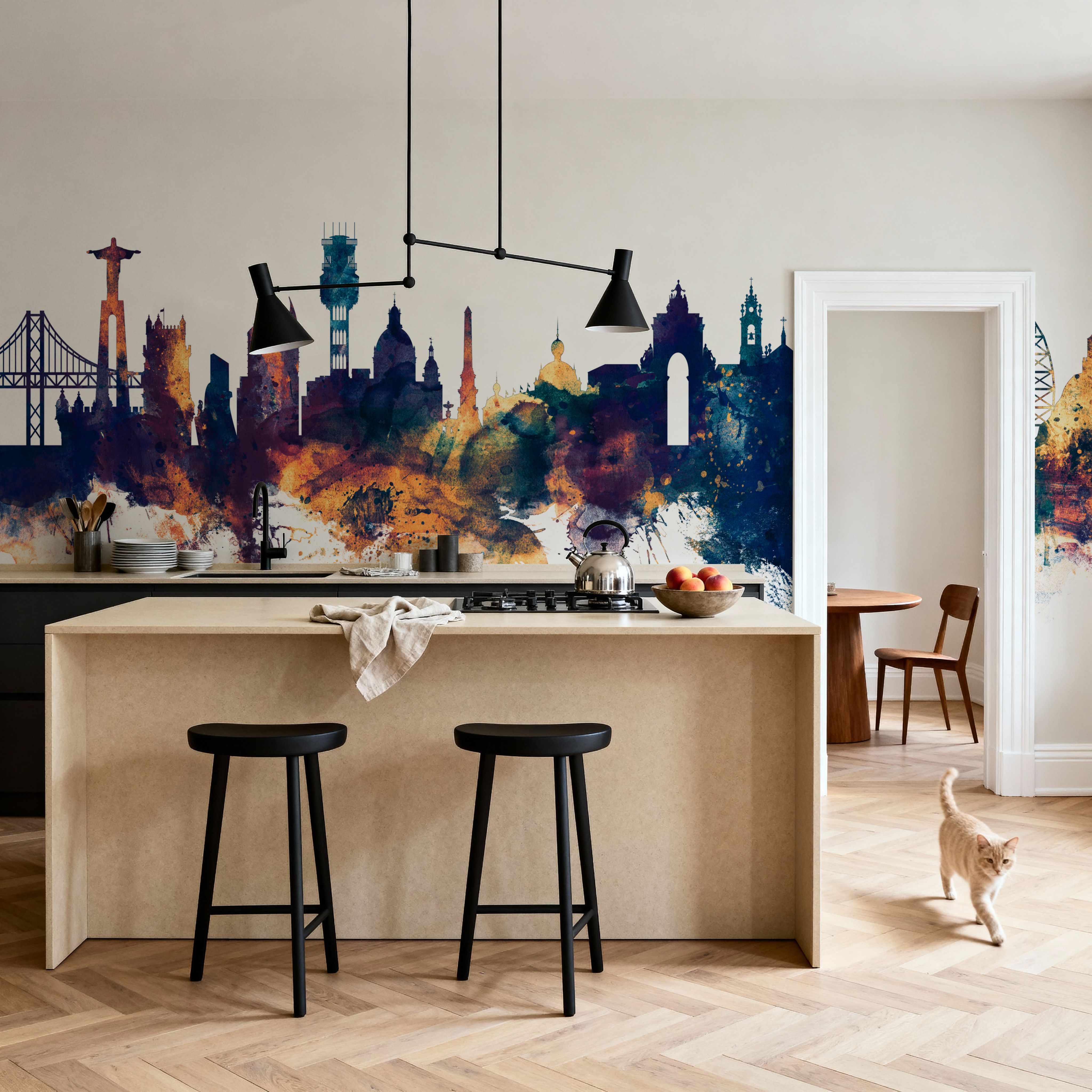 Lisbon Portugal Skyline Blue & Bronze