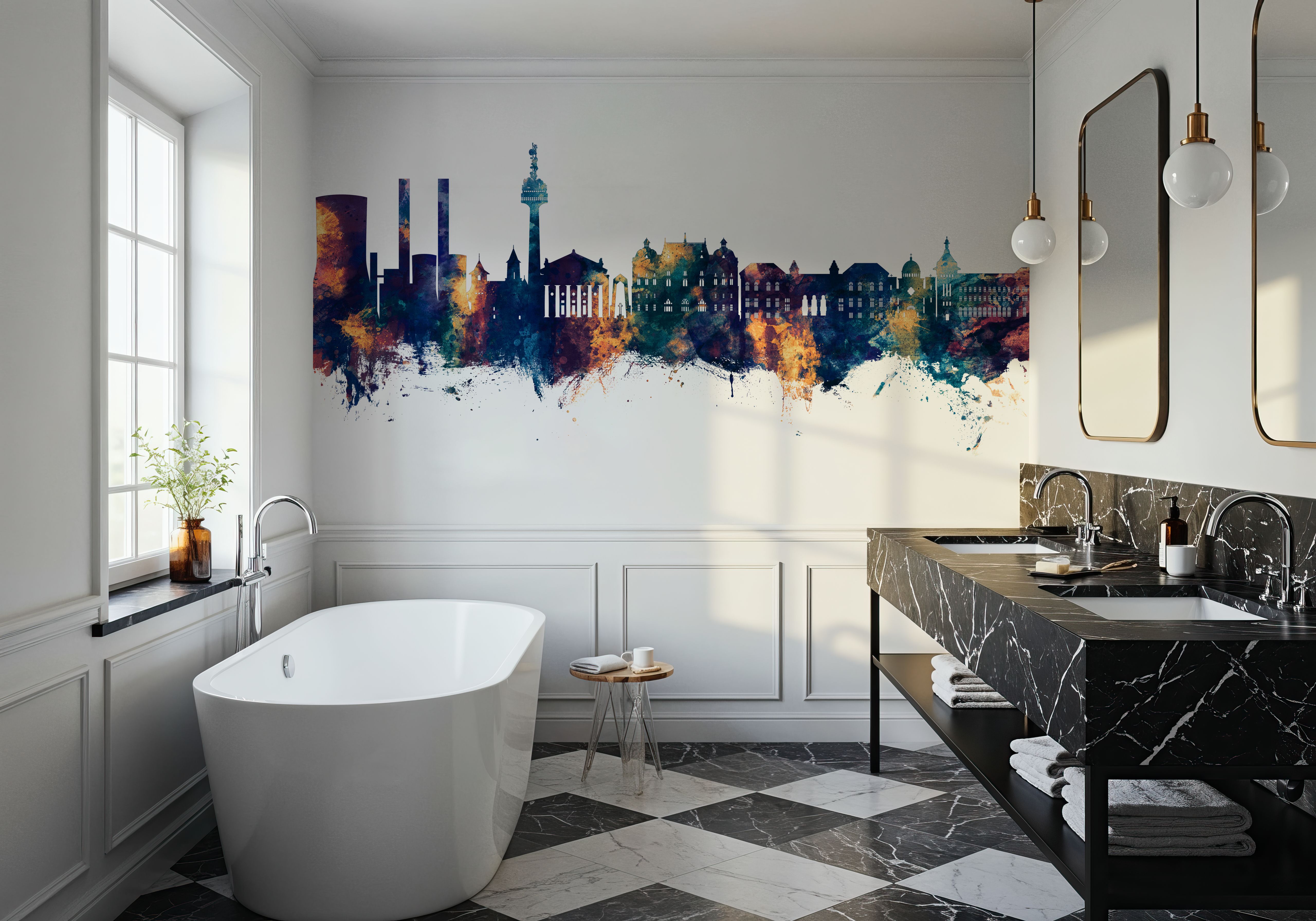 Galaţi Romania Skyline Blue & Bronze, Wallpaper