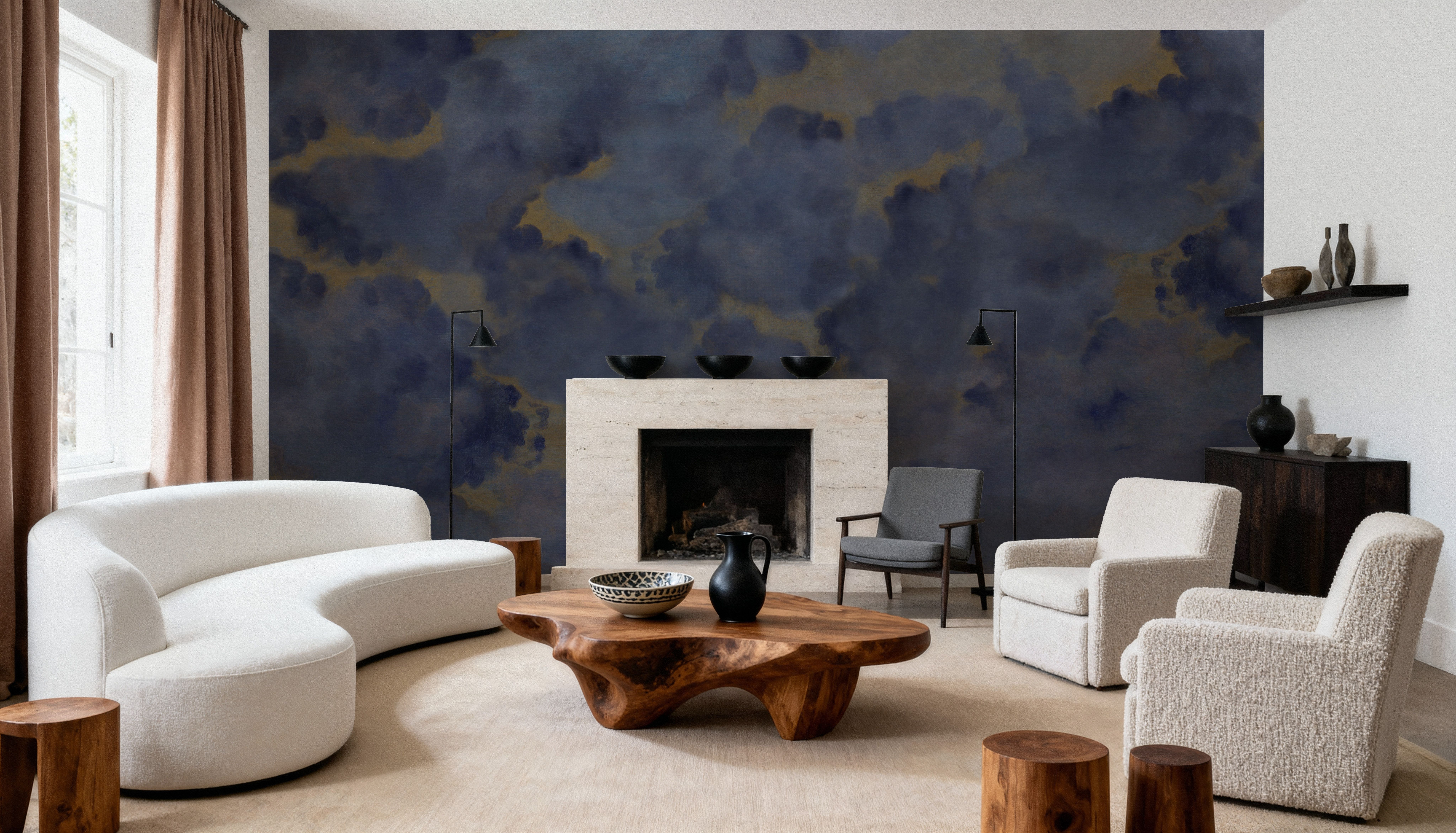 Painted Dreamy Clouds, Indigo