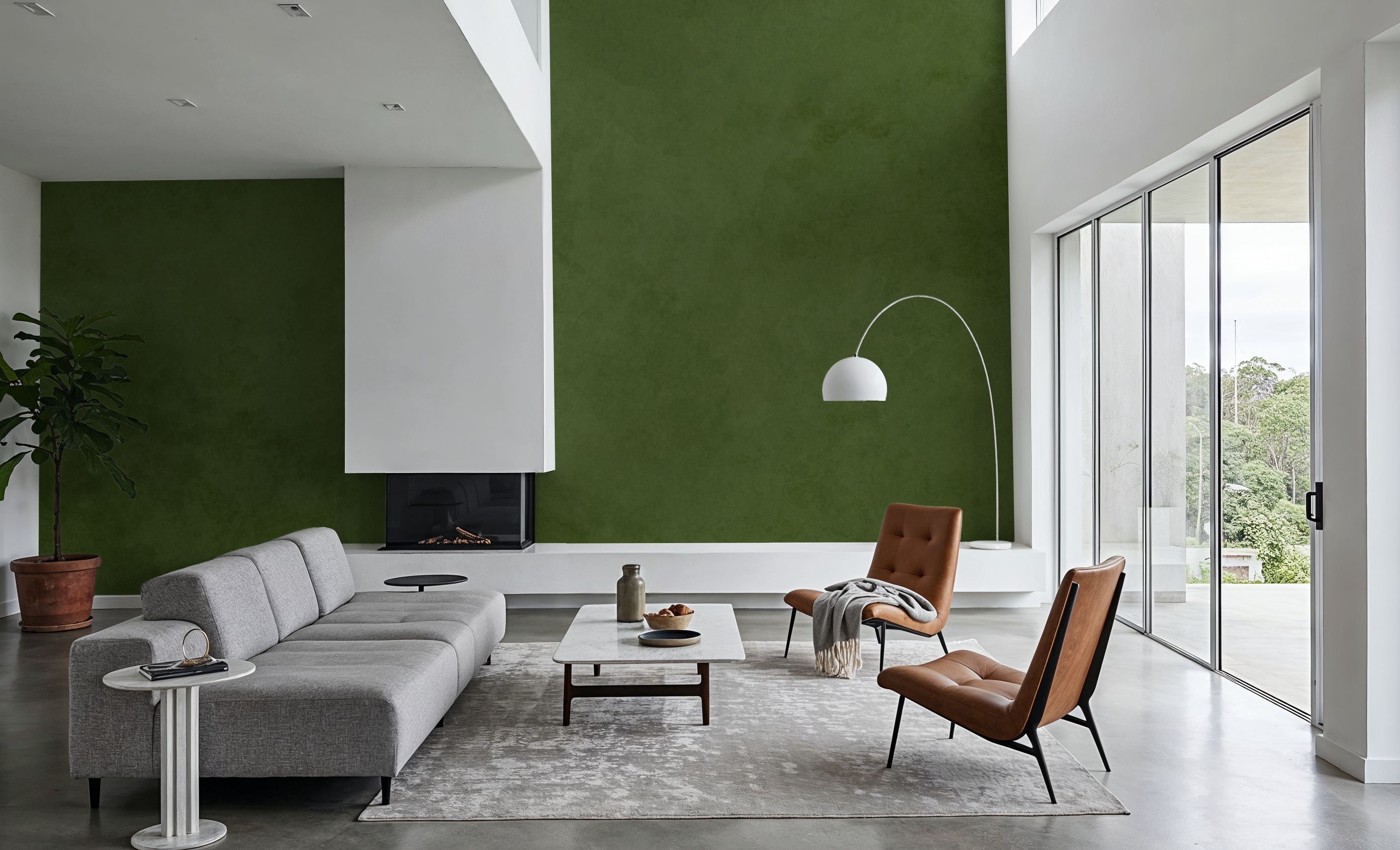 Subtle Plaster Wall, Dill Green