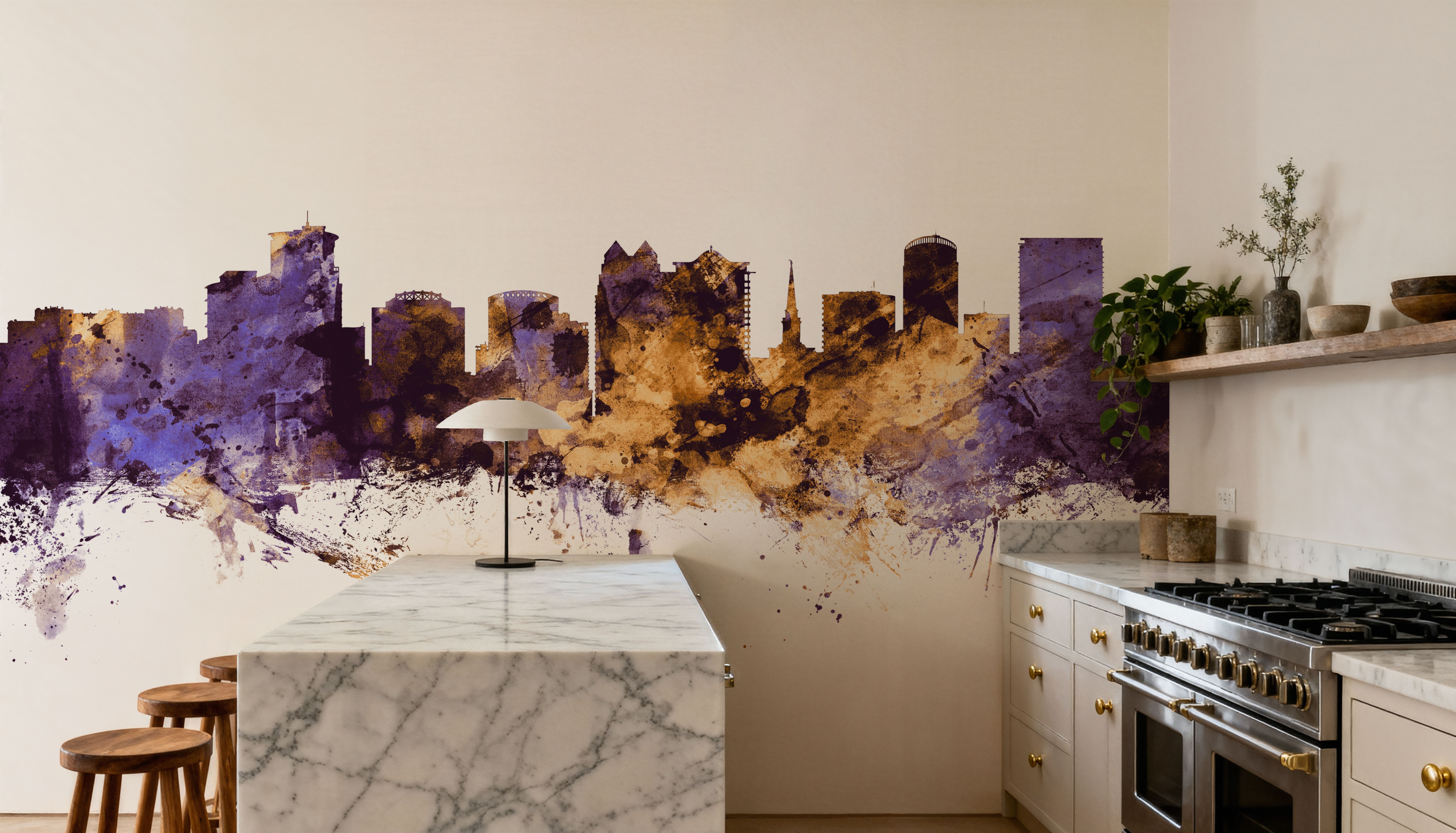 Orlando Florida Skyline Purple & Gold, Wallpaper