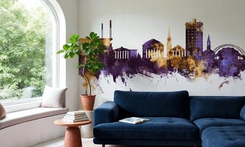 Charlottesville Virginia Skyline Purple & Gold