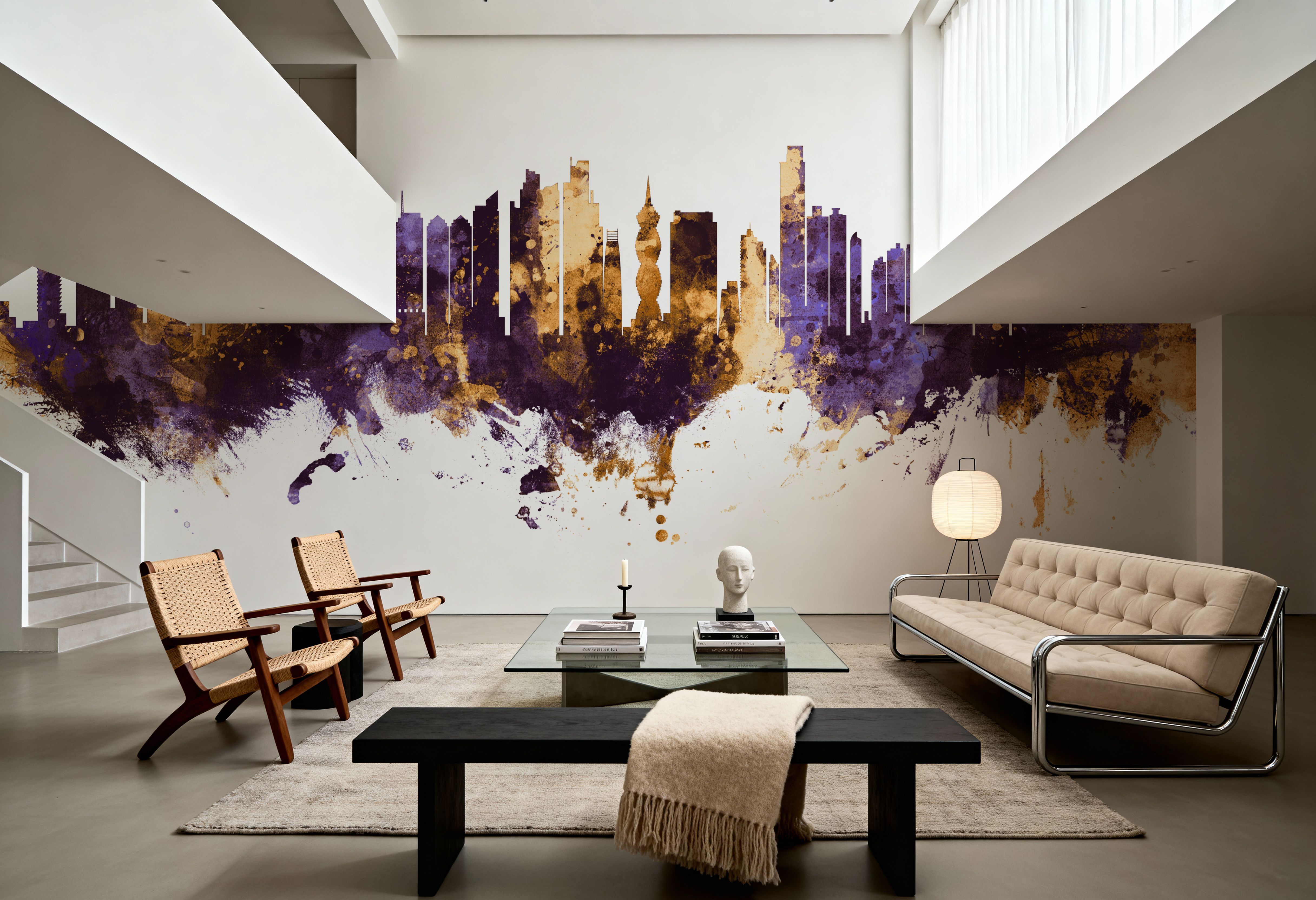 Panama City Skyline Purple & Gold, Papel pintado