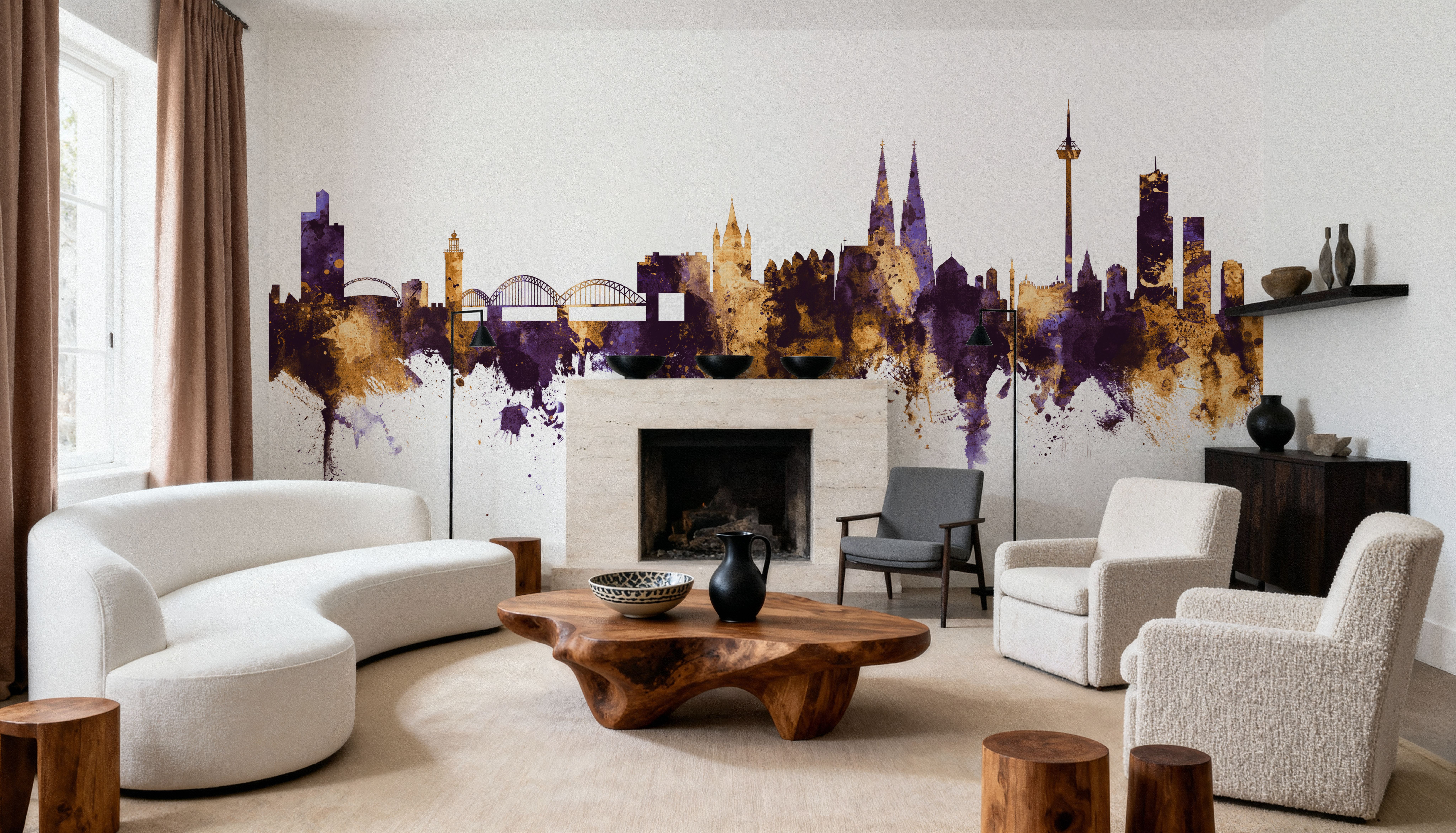 Cologne Germany Skyline Purple & Gold