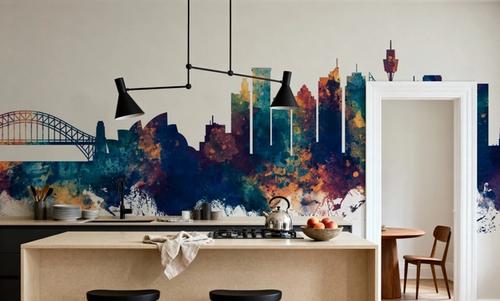 Sydney Australia Skyline Blue & Bronze