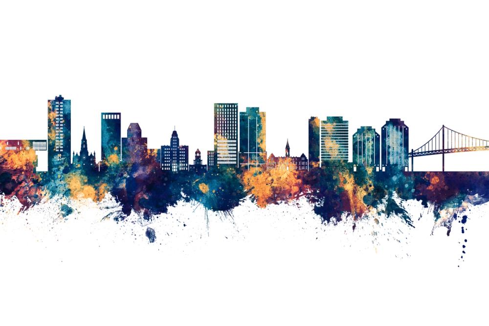 Halifax Canada Skyline Blue & Bronze