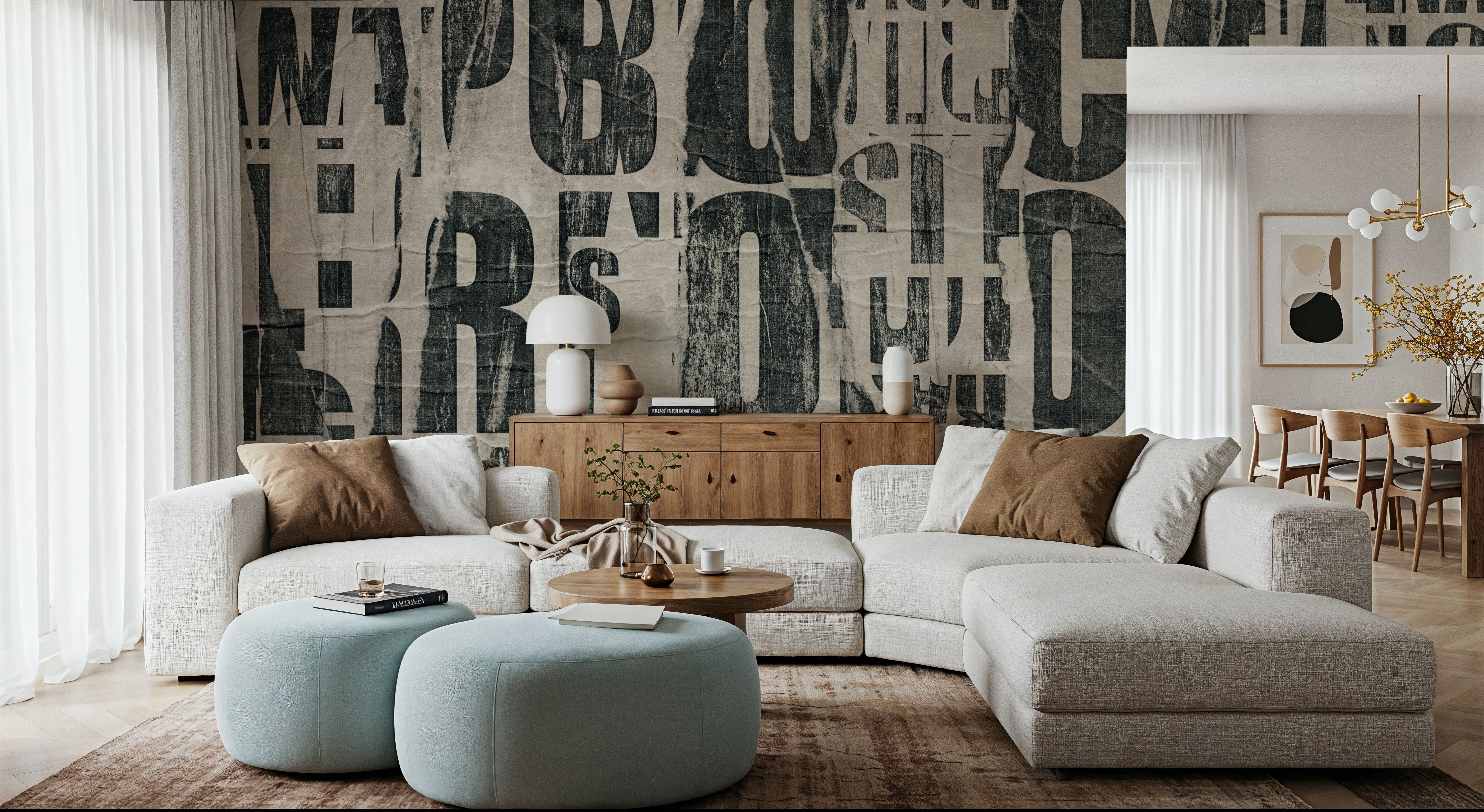 Letterpress Vintage Newspaper Collage, Black