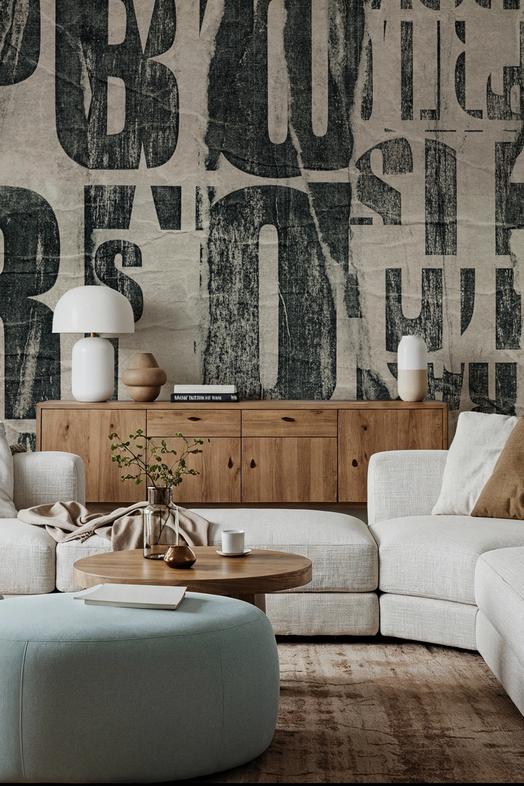 Letterpress Vintage Newspaper Collage, Black