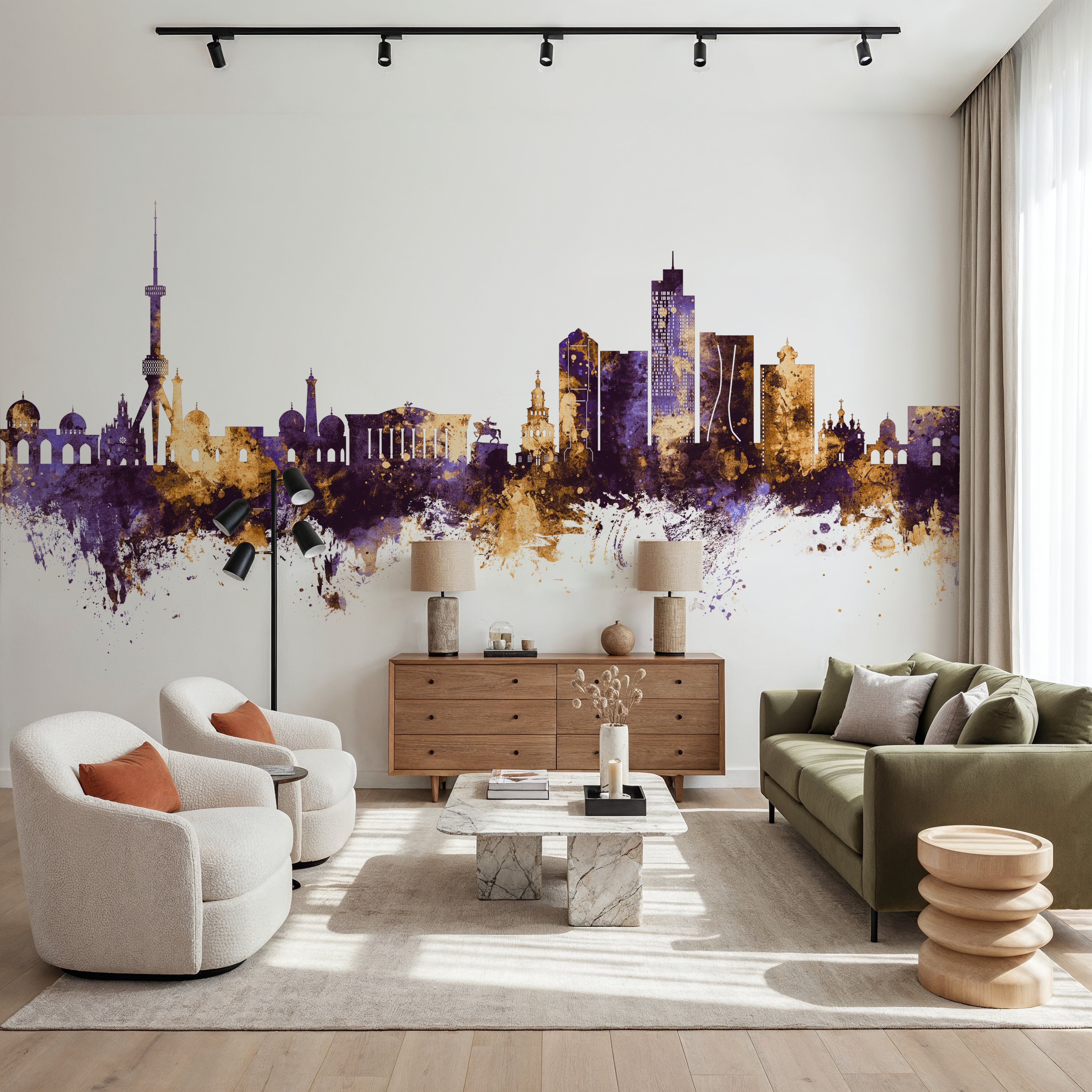 Tashkent Uzbekistan Skyline Purple & Gold