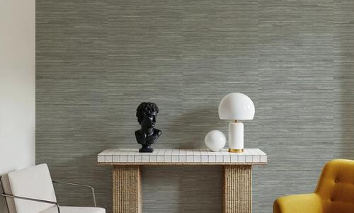Faux Grasscloth with Visible Seams, Stone Grey