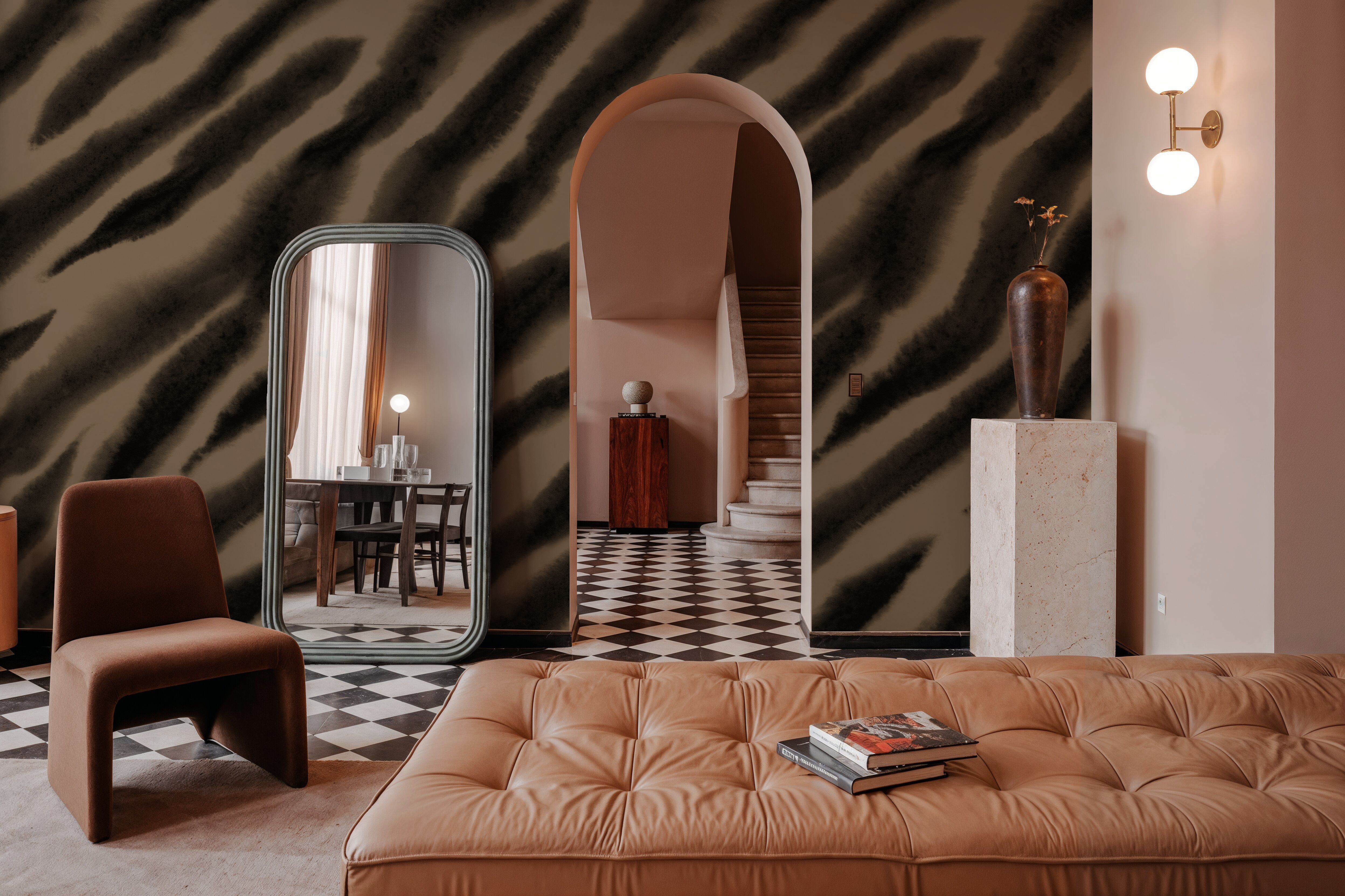 Watercolor Tiger Stripes, Mocha