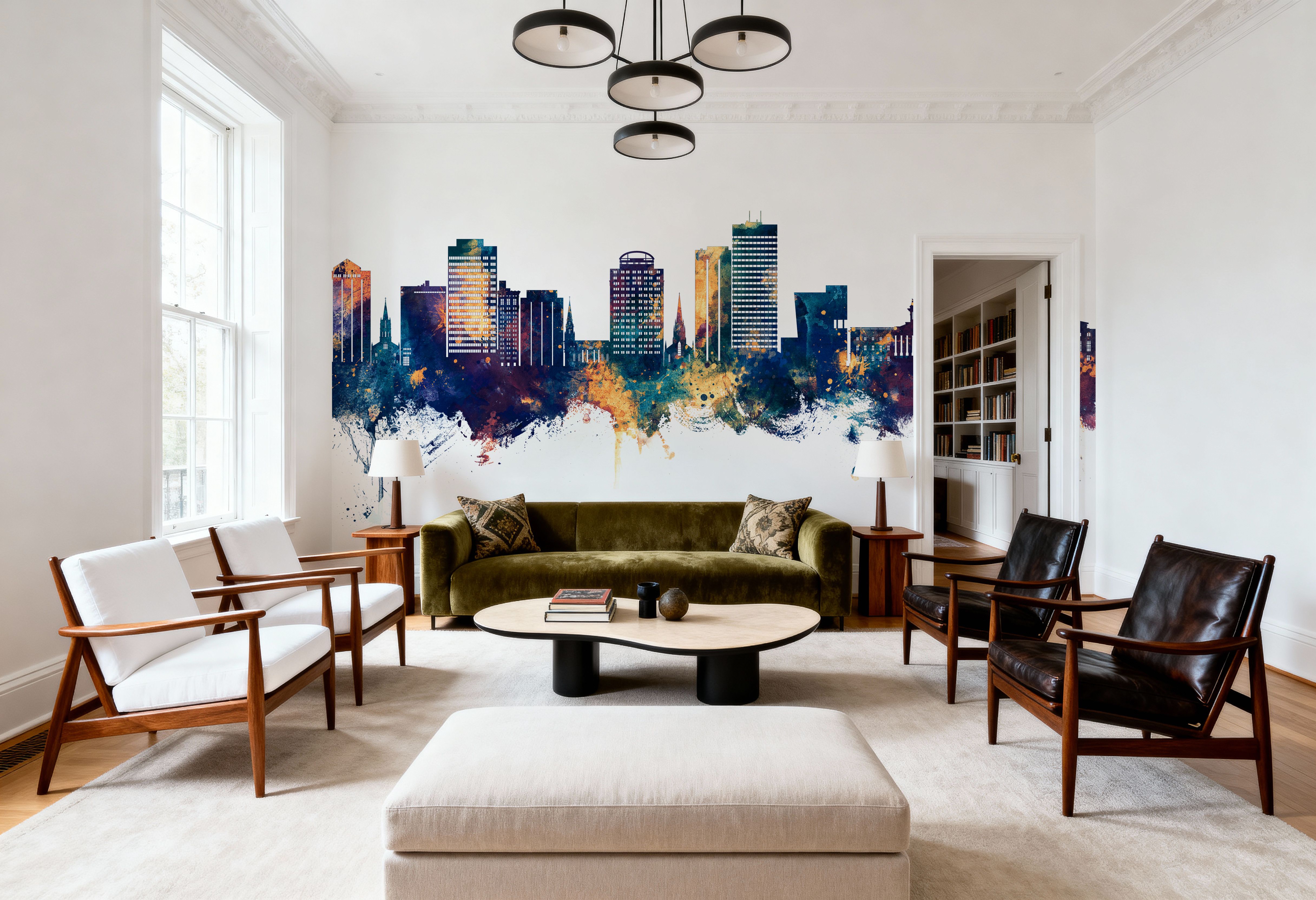 Columbia South Carolina Skyline Blue & Bronze, Wallpaper