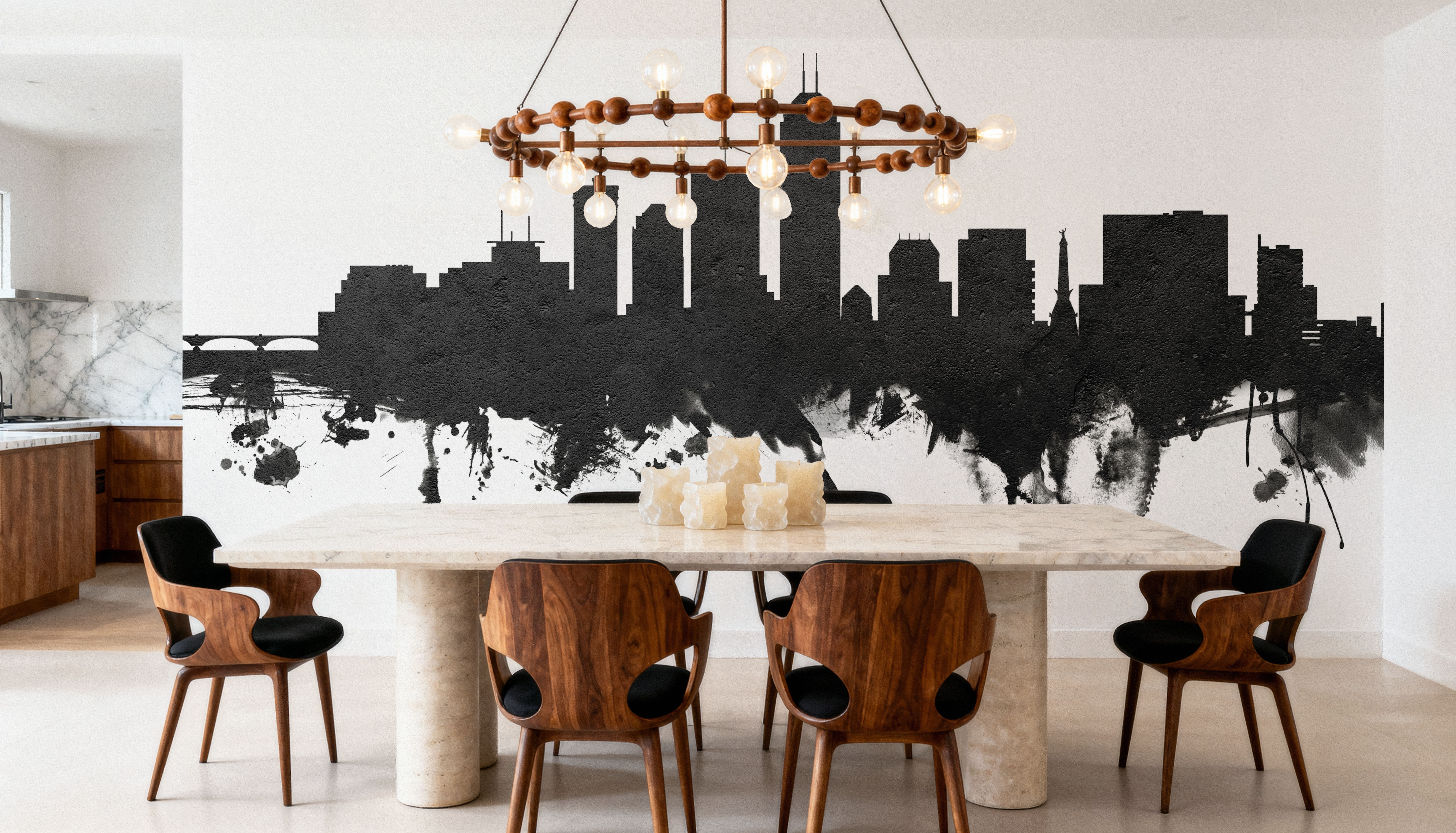 Indianapolis Indiana Skyline Black & White, Wallpaper