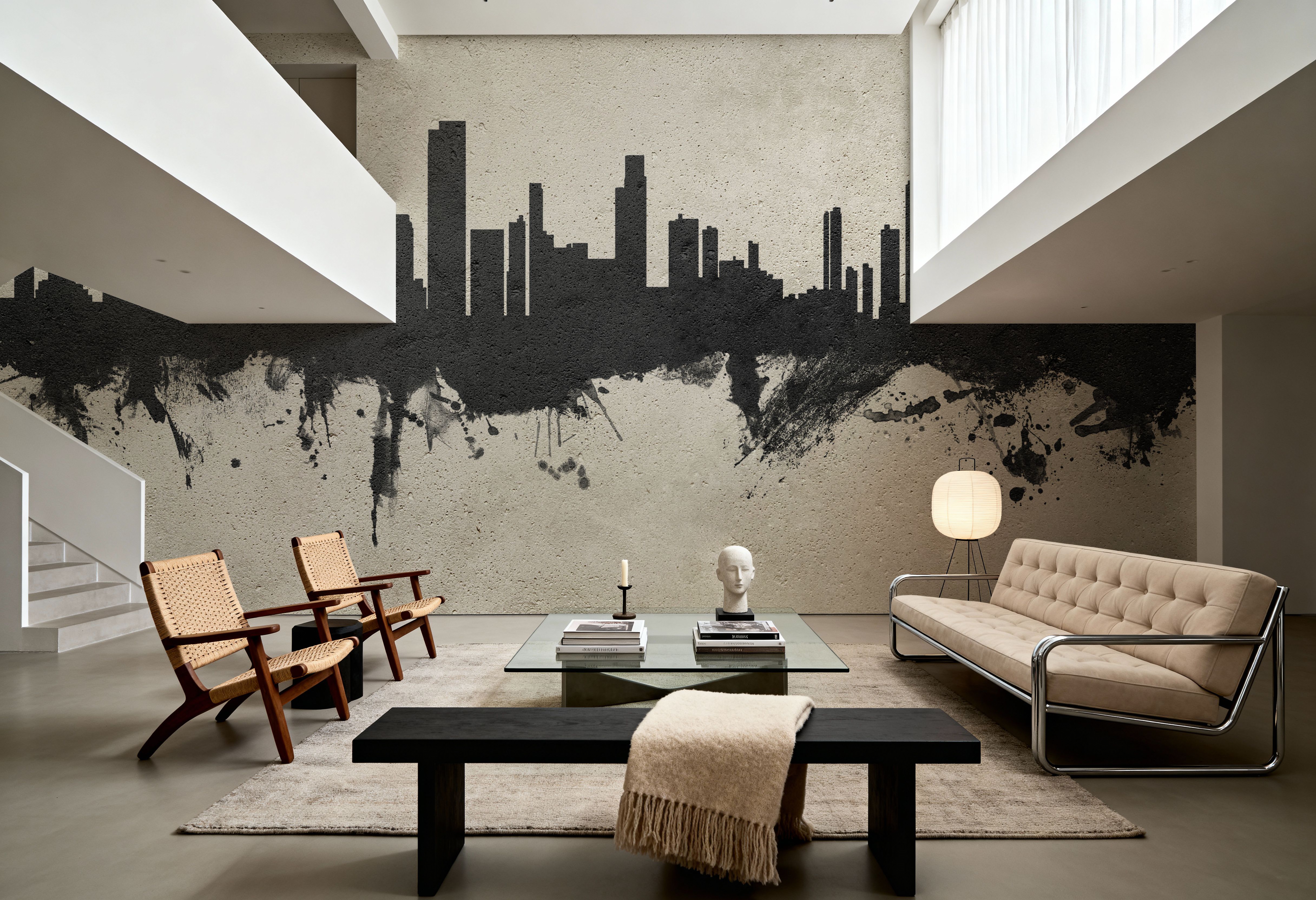 Wall Mural - Honolulu Hawaii Skyline Concrete - Bedroom - Wallism US - Premium, Textured or Peel & Stick