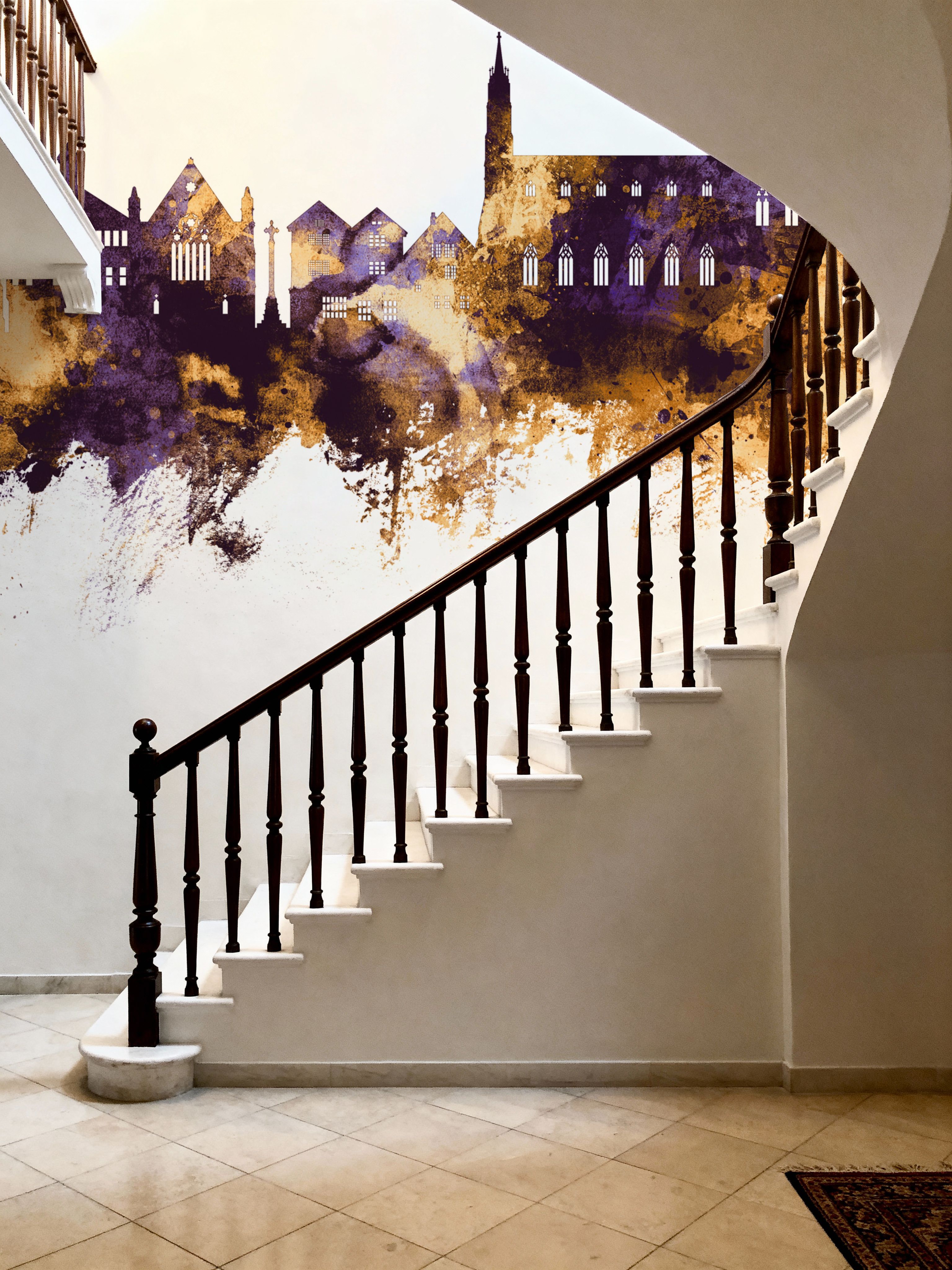 Tewkesbury England Skyline Purple & Gold