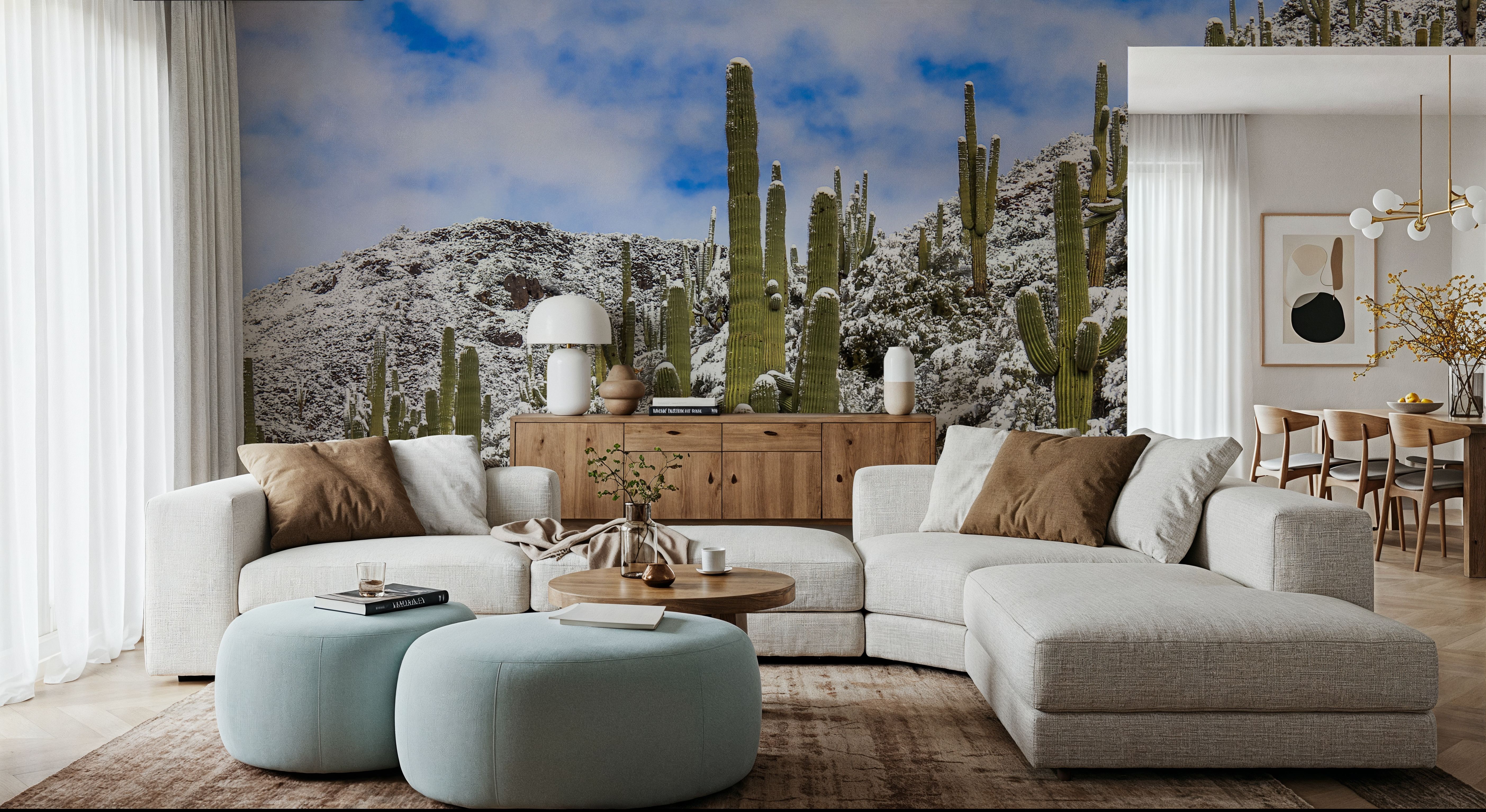 Snowy Desert Cactai, Wallpaper