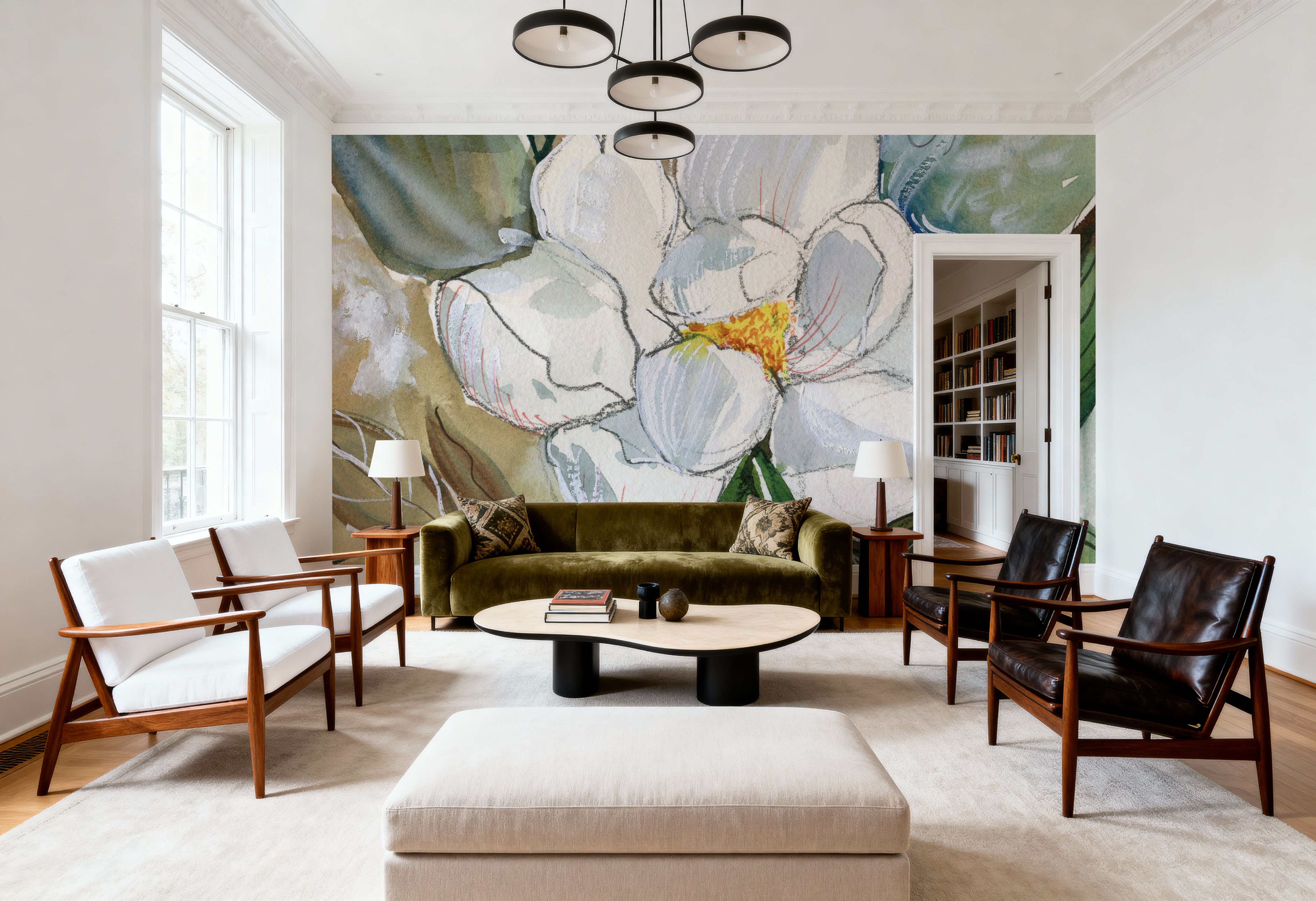 Graceful Peony, Behang