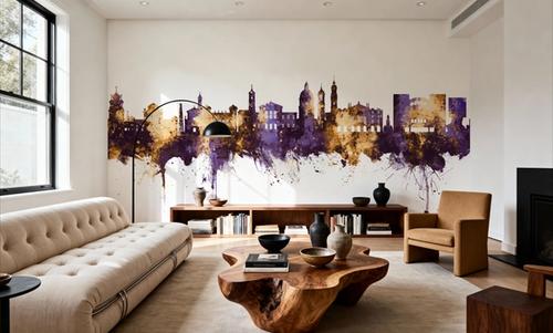 Nice France Skyline Purple & Gold