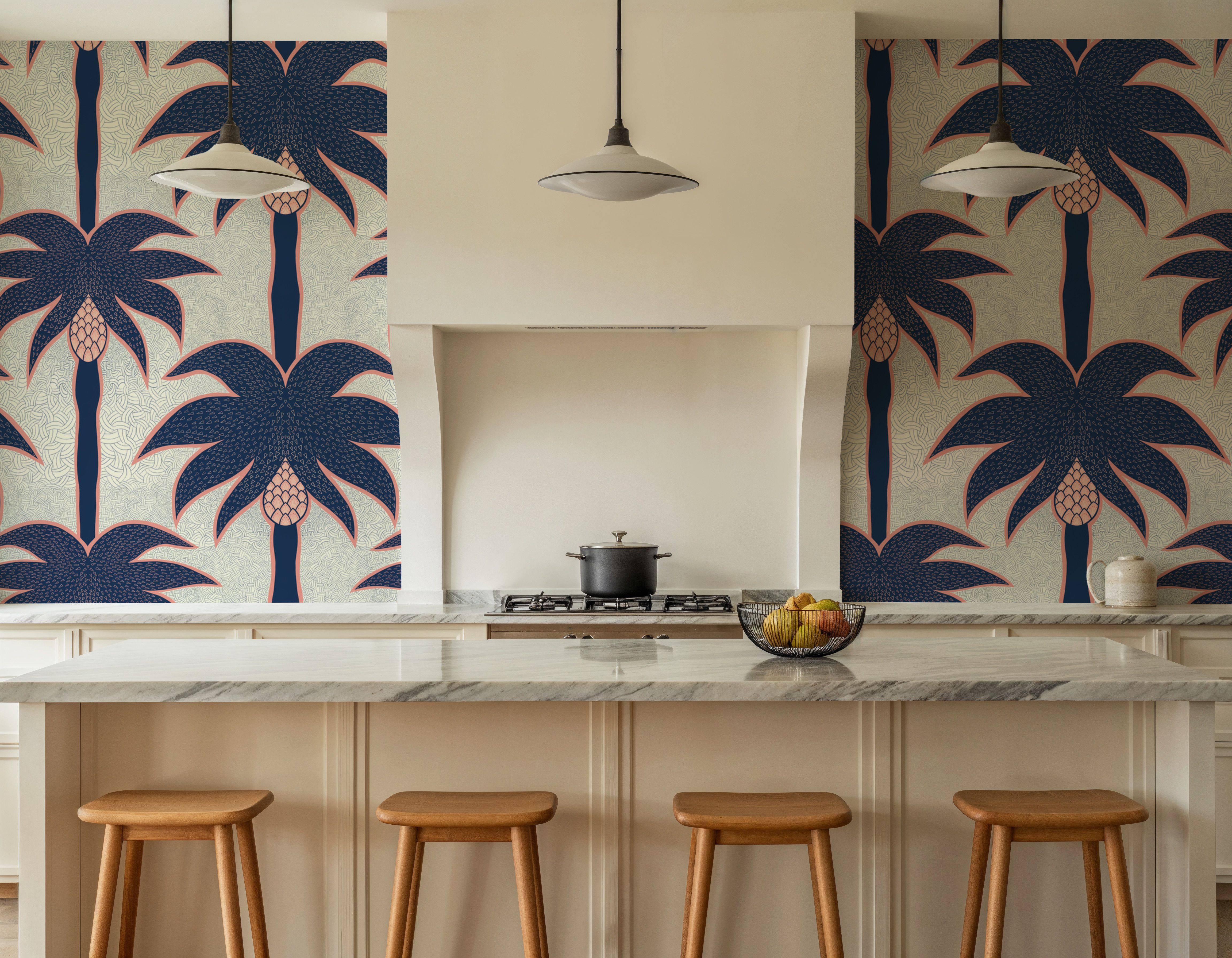 Graphic Palms, Navy