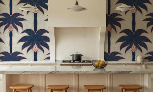 Graphic Palms, Navy