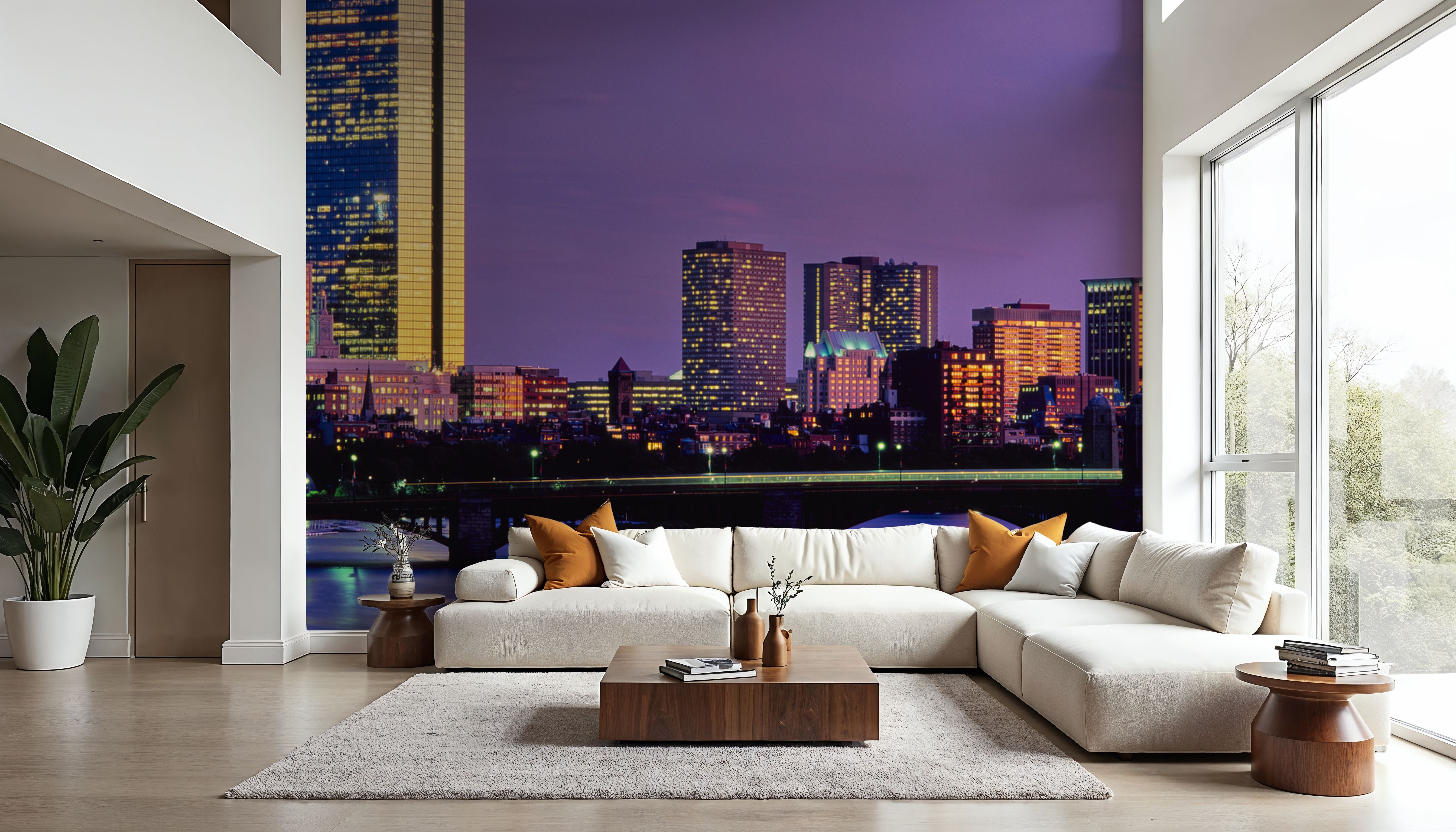 Purple Sunrise Gradient Twilight Metropolis, Wallpaper