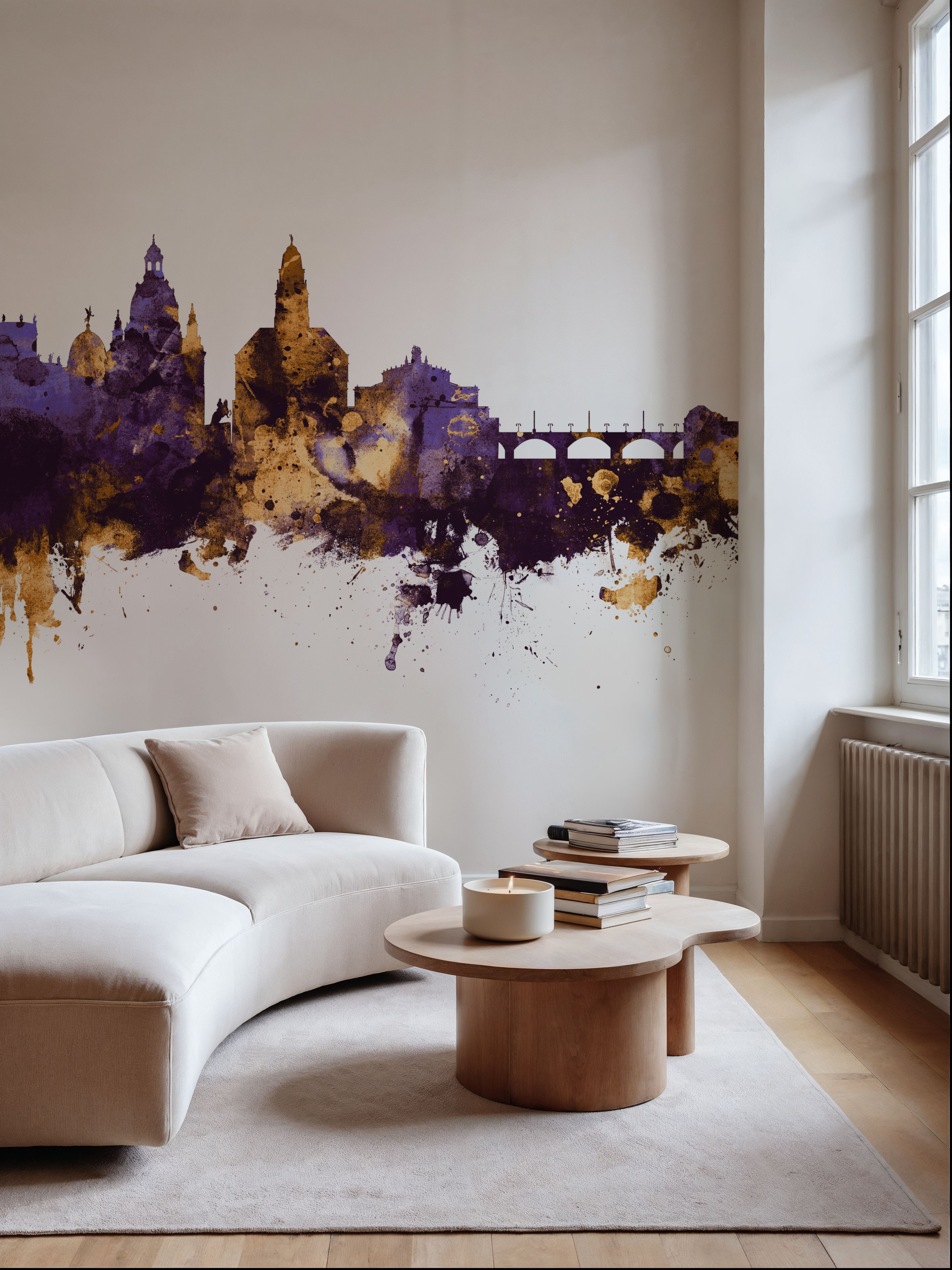 Dresden Germany Skyline Purple & Gold