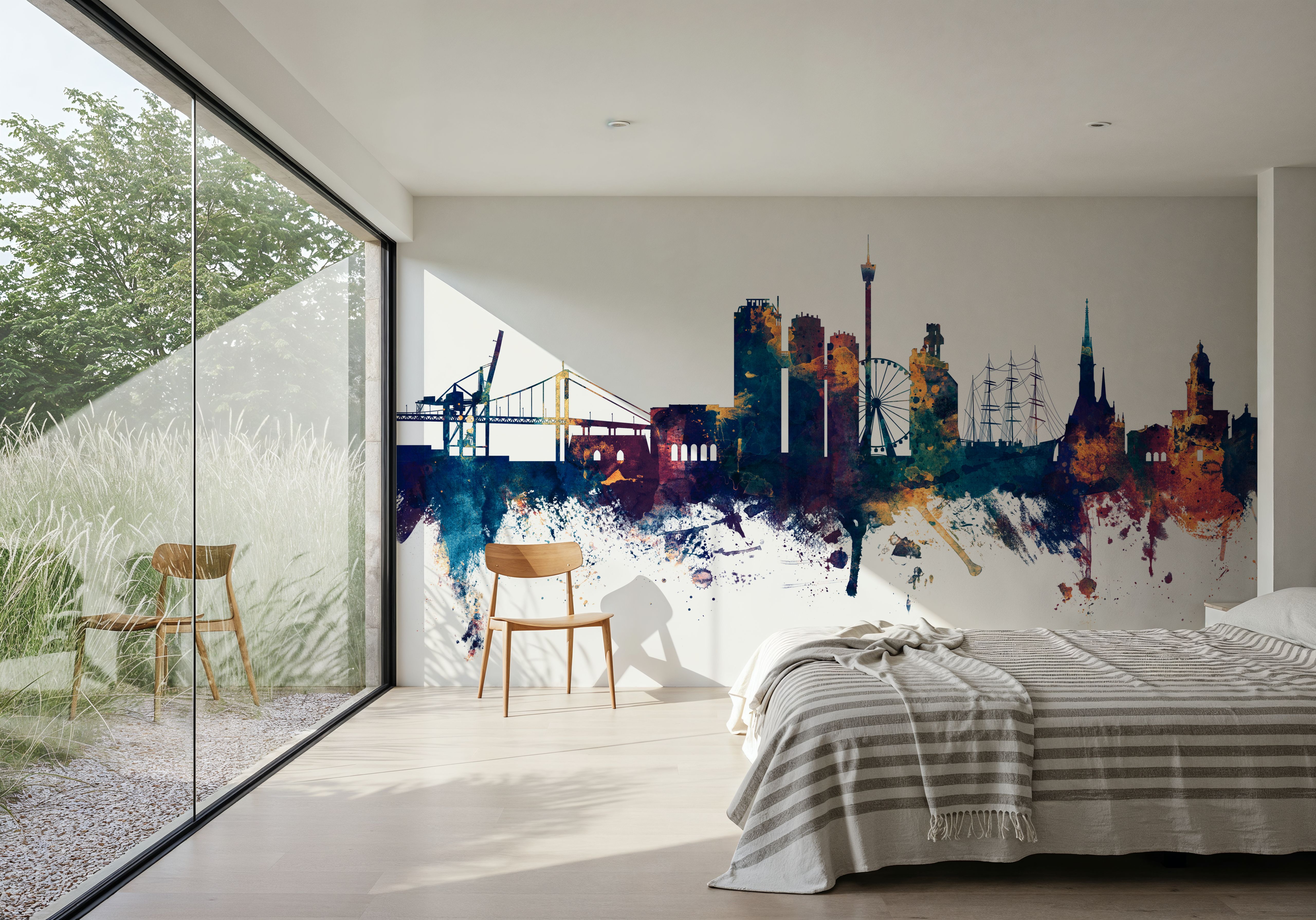 Gothenburg Skyline Blue & Bronze, Wallpaper