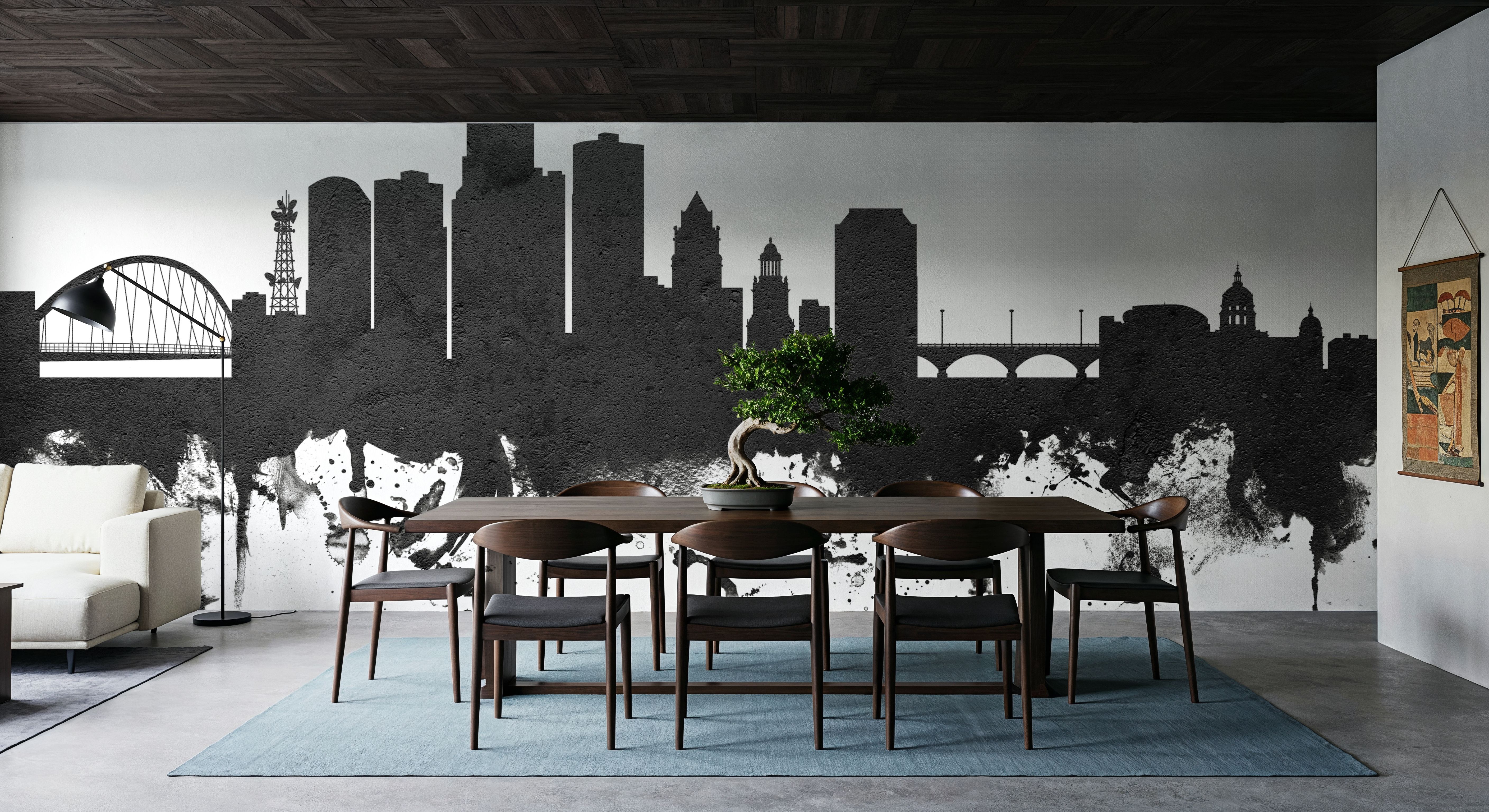 Des Moines Iowa Skyline Black & White