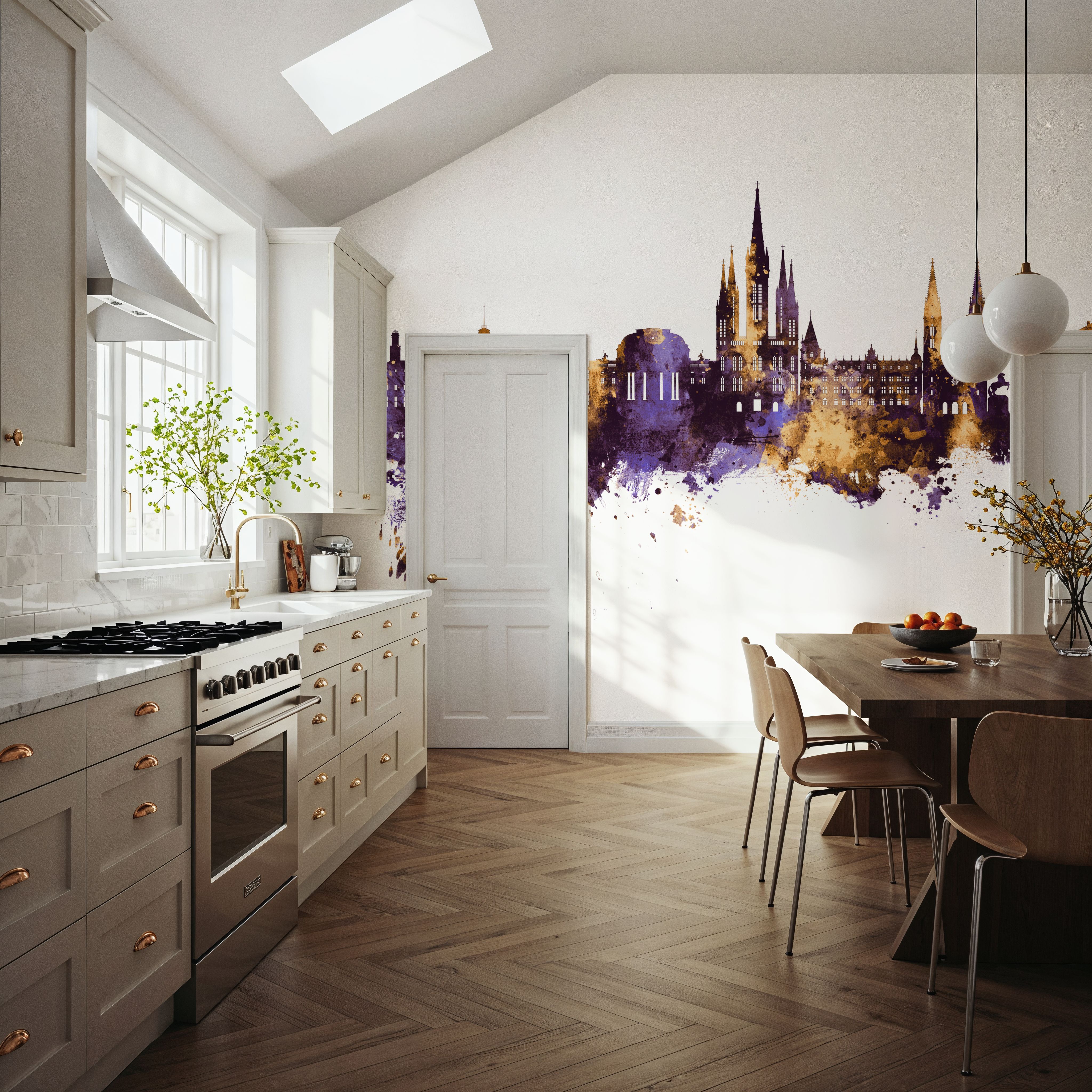 Weisbaden Germany Skyline Purple & Gold