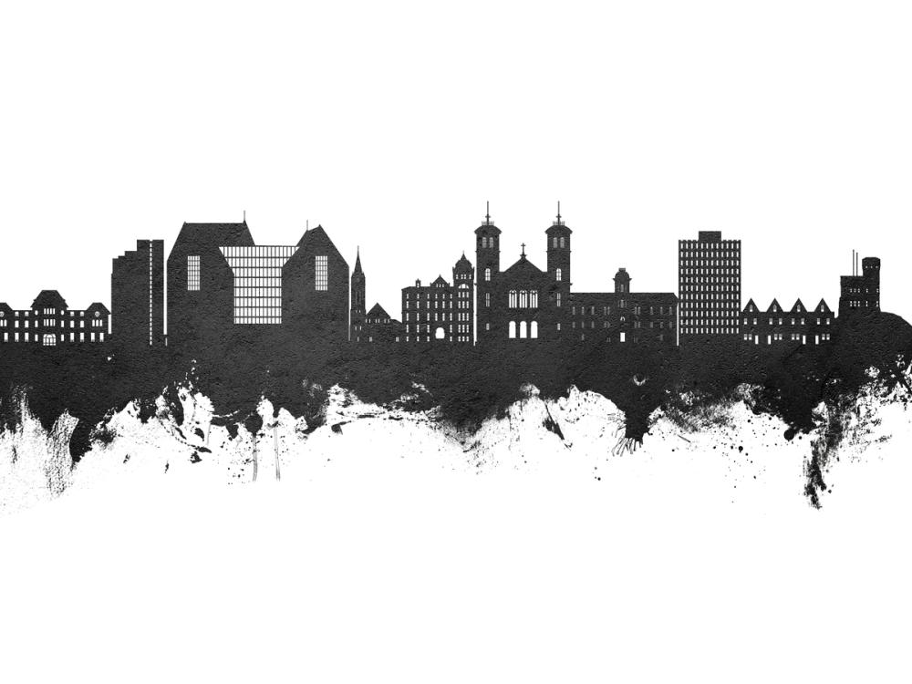 St John's Canada Skyline Black & White