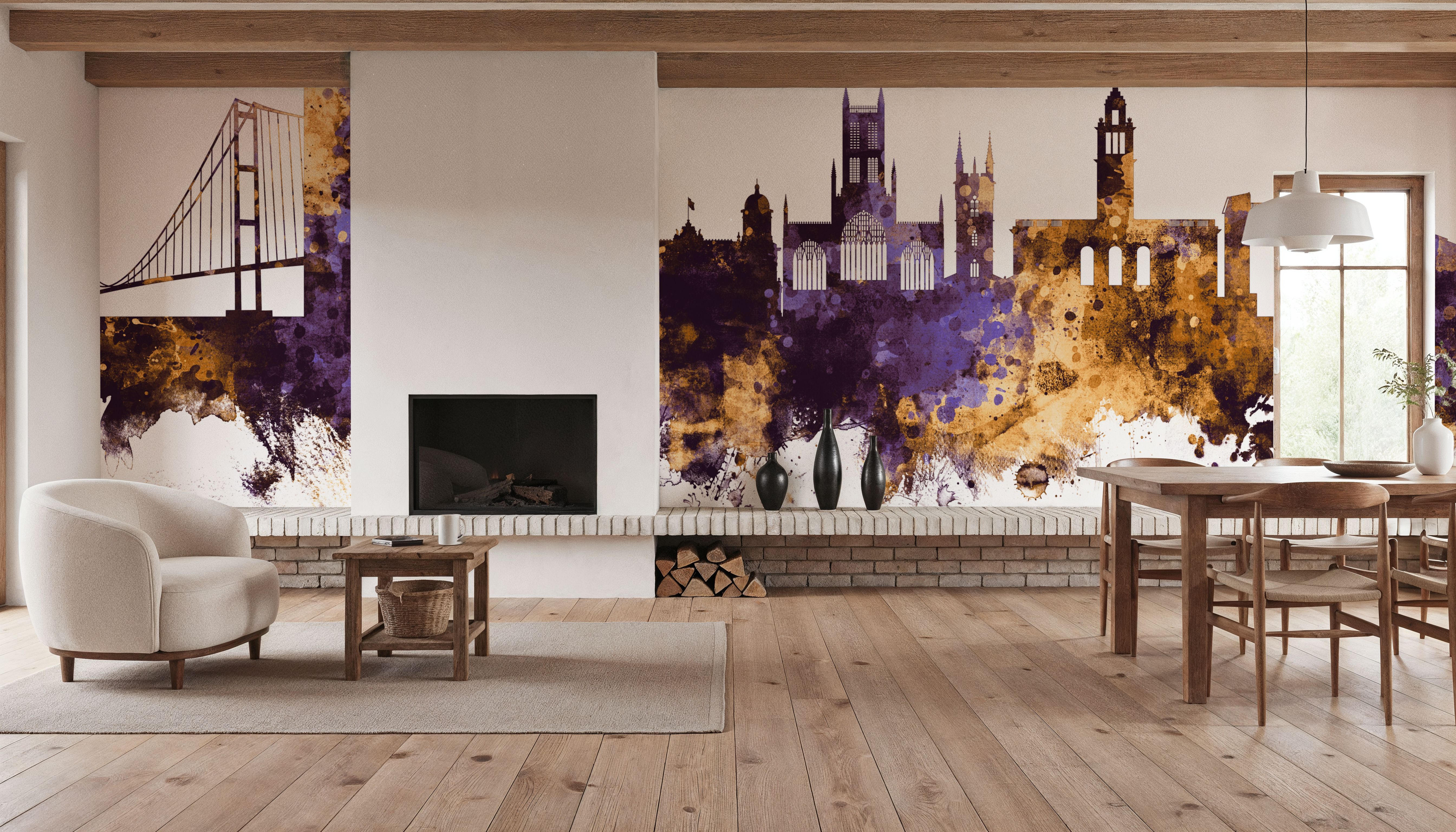 Kingston upon Hull England Skyline Purple & Gold