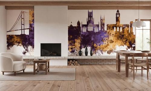 Kingston upon Hull England Skyline Purple & Gold