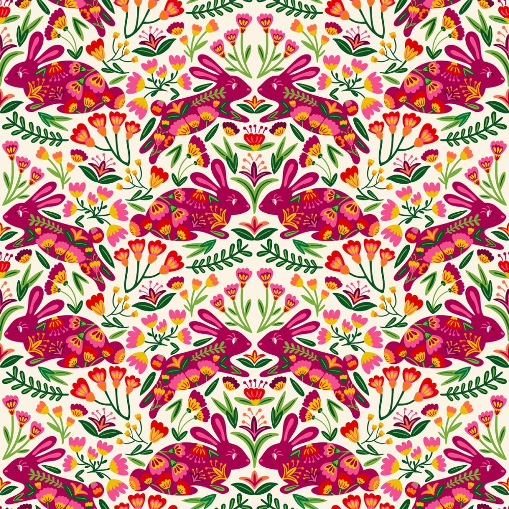 Otomi Rabbits & Flowers Pattern