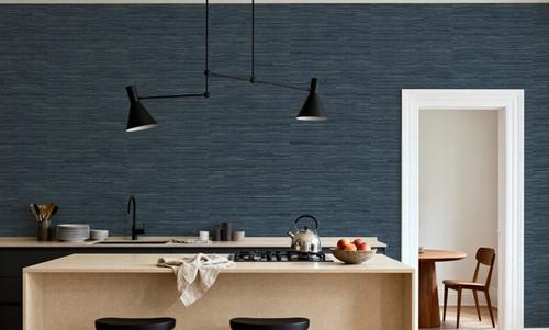 Faux Grasscloth with Visible Seams, Indigo