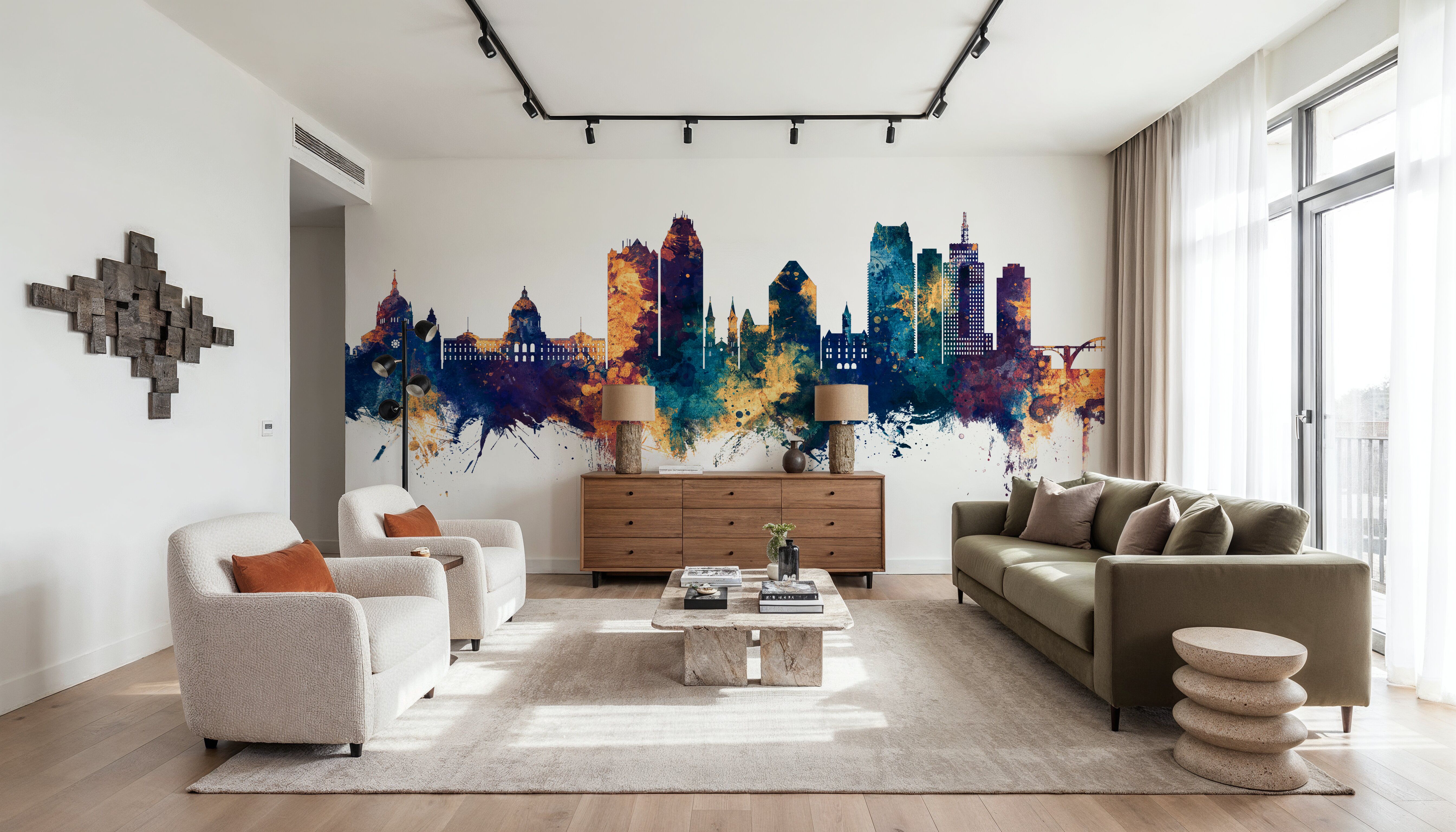 Saint Paul Minnesota Skyline Blue & Bronze