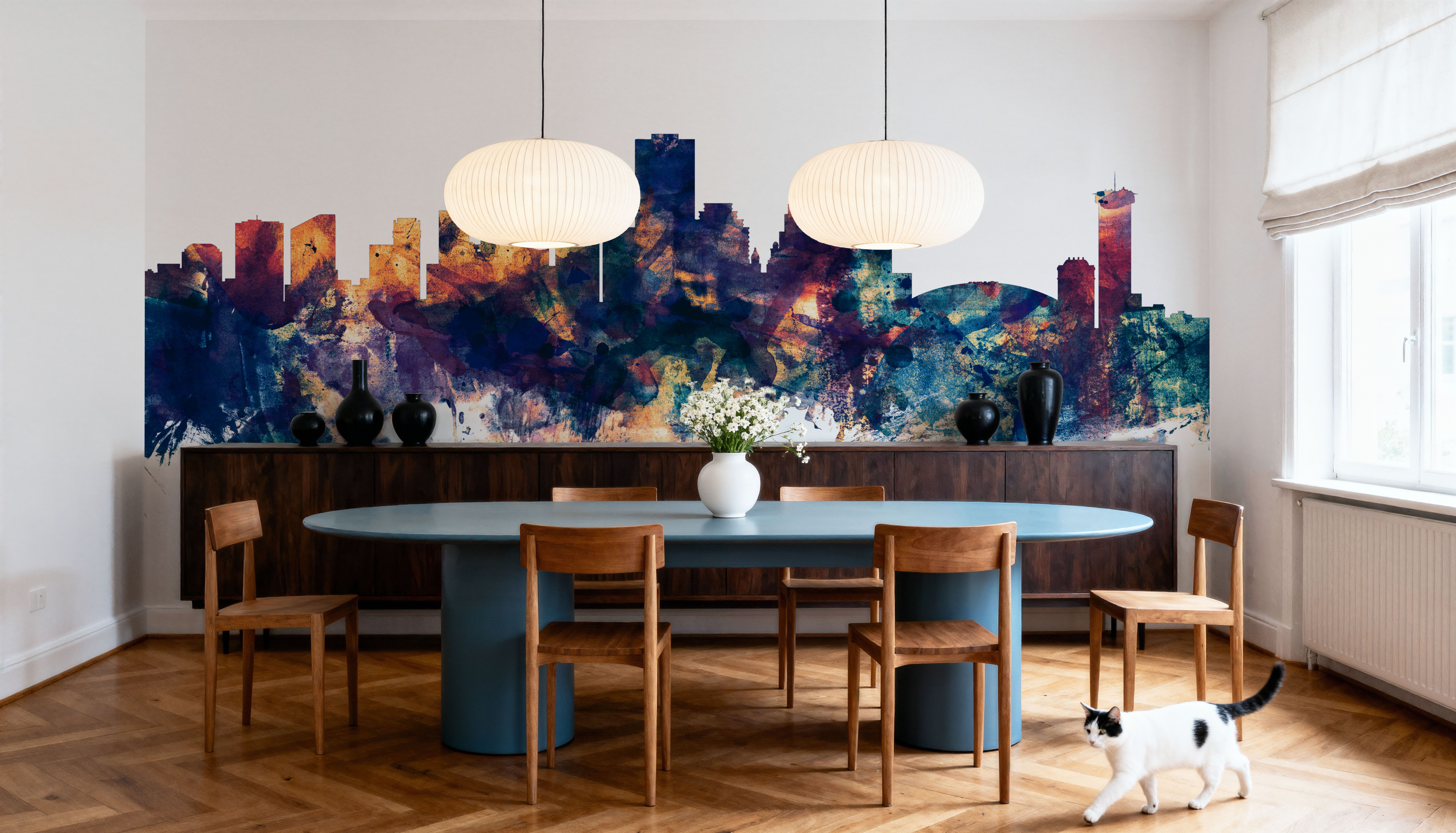 New Orleans Louisiana Skyline Blue & Bronze, Wallpaper