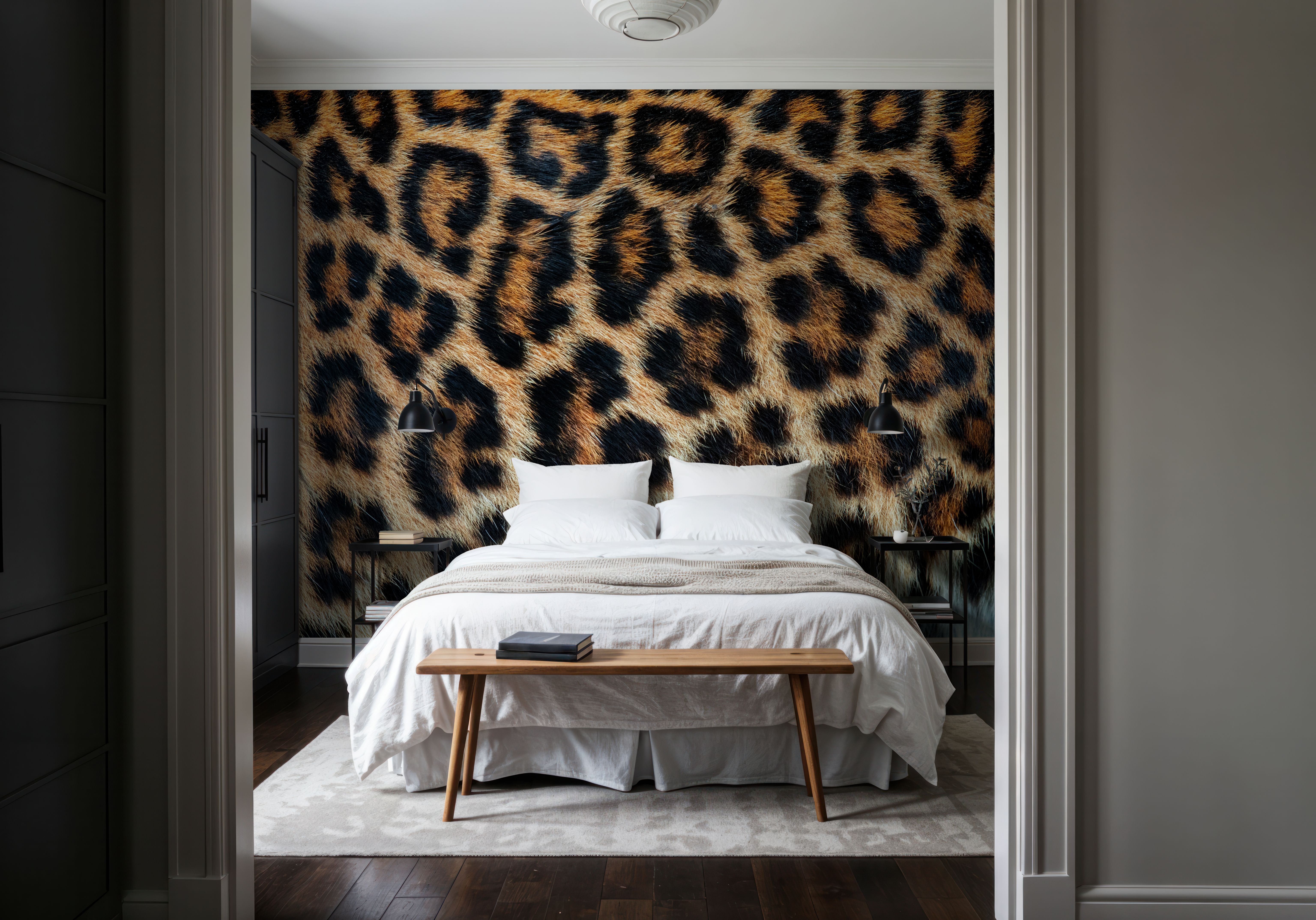Wall Mural - Leopard Fur - Animal print Animals mural wallpaper - Brown - Dining Room - Wallism US - Premium, Textured or Peel & Stick