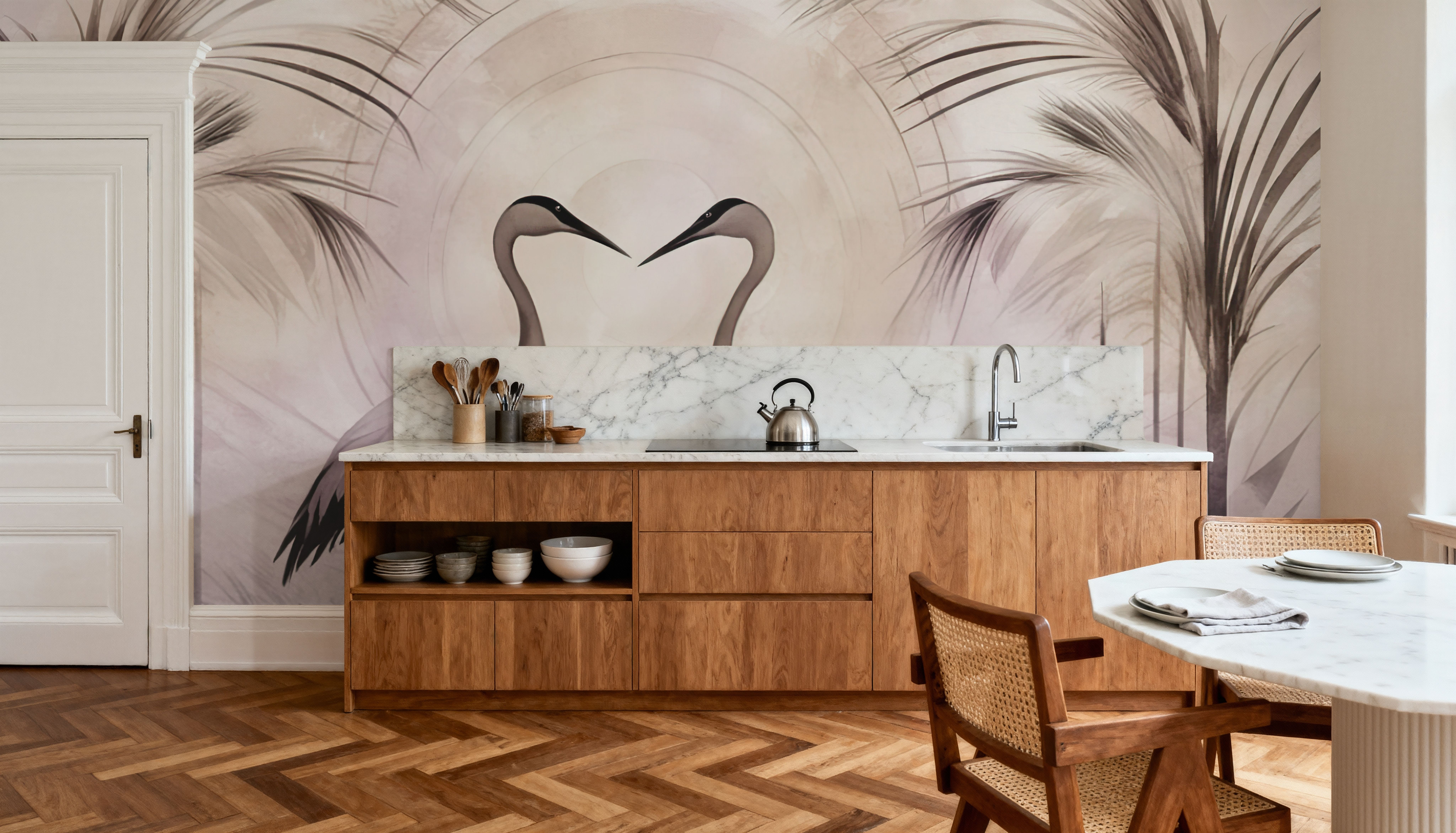 Cranes at Sunset Pink