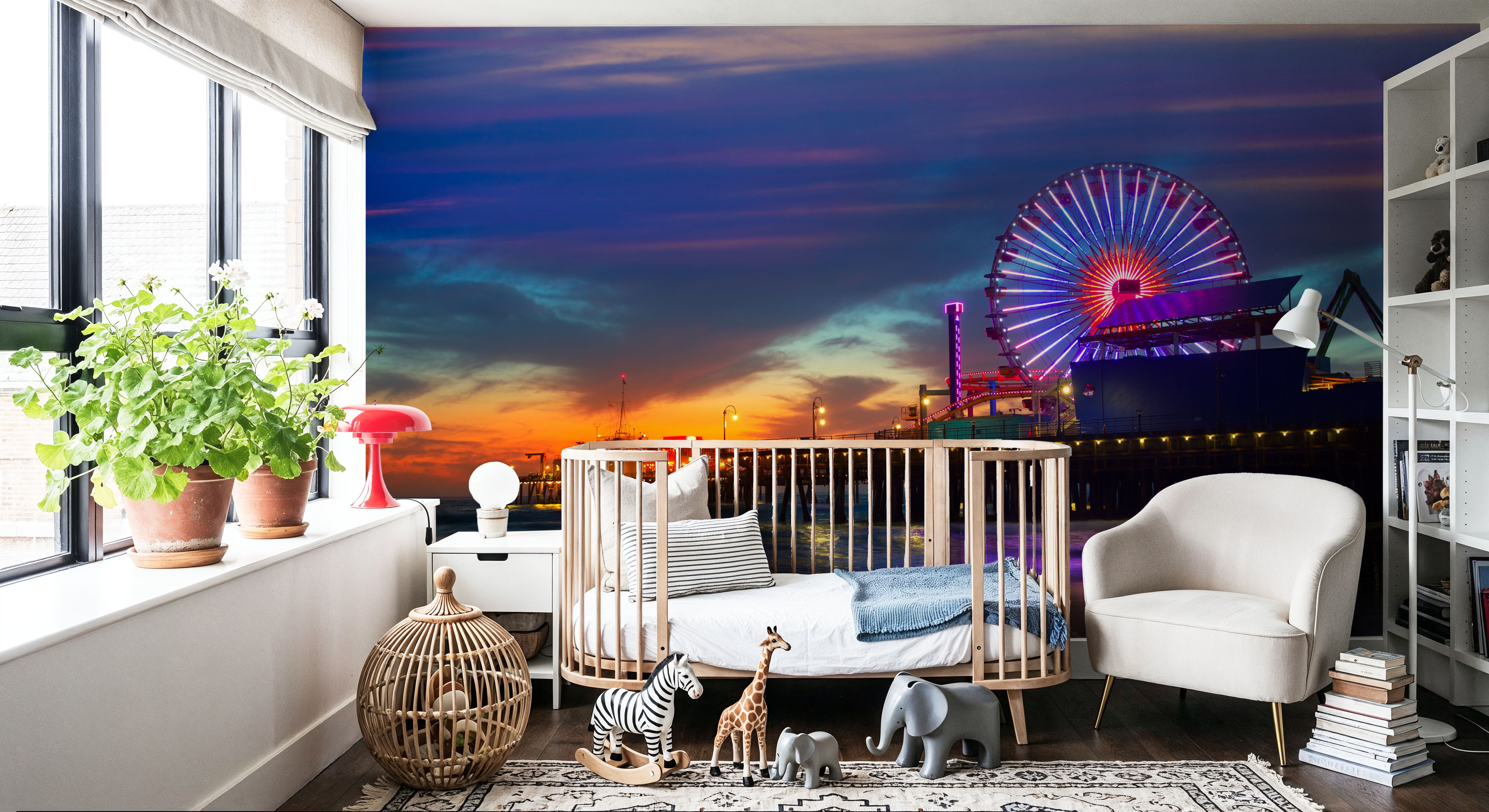 Santa Monica Pier Sunset Purple