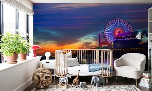 Santa Monica Pier Sunset Purple