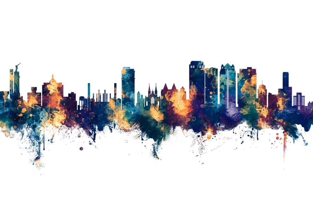 Birmingham Alabama Skyline Blue & Bronze