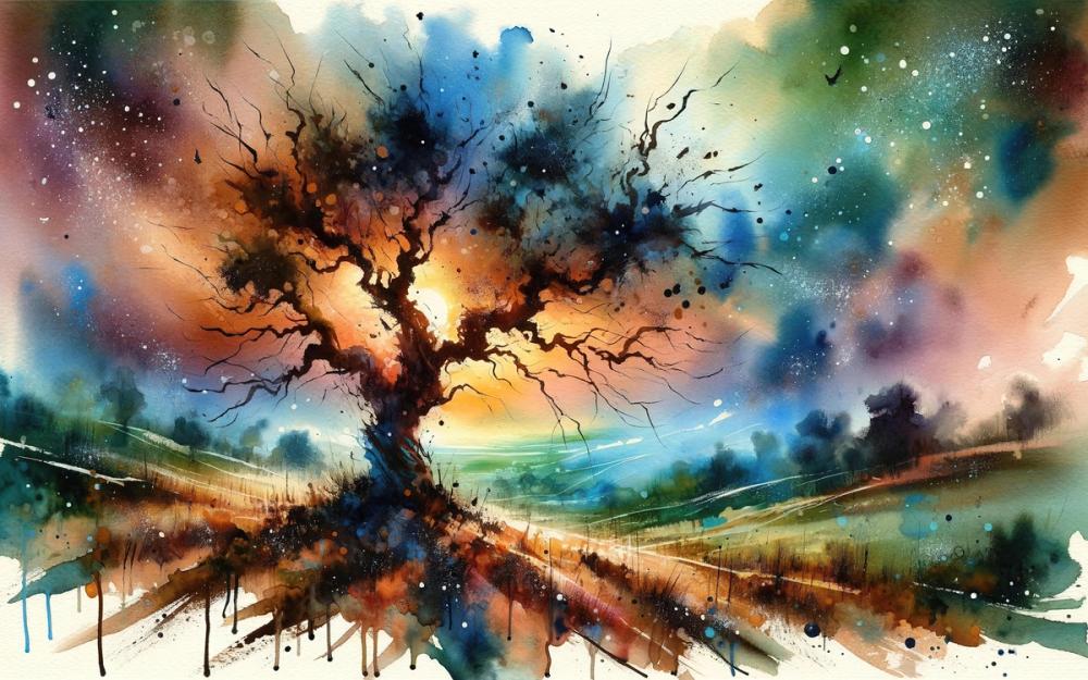 Lonely Tree Starry Night