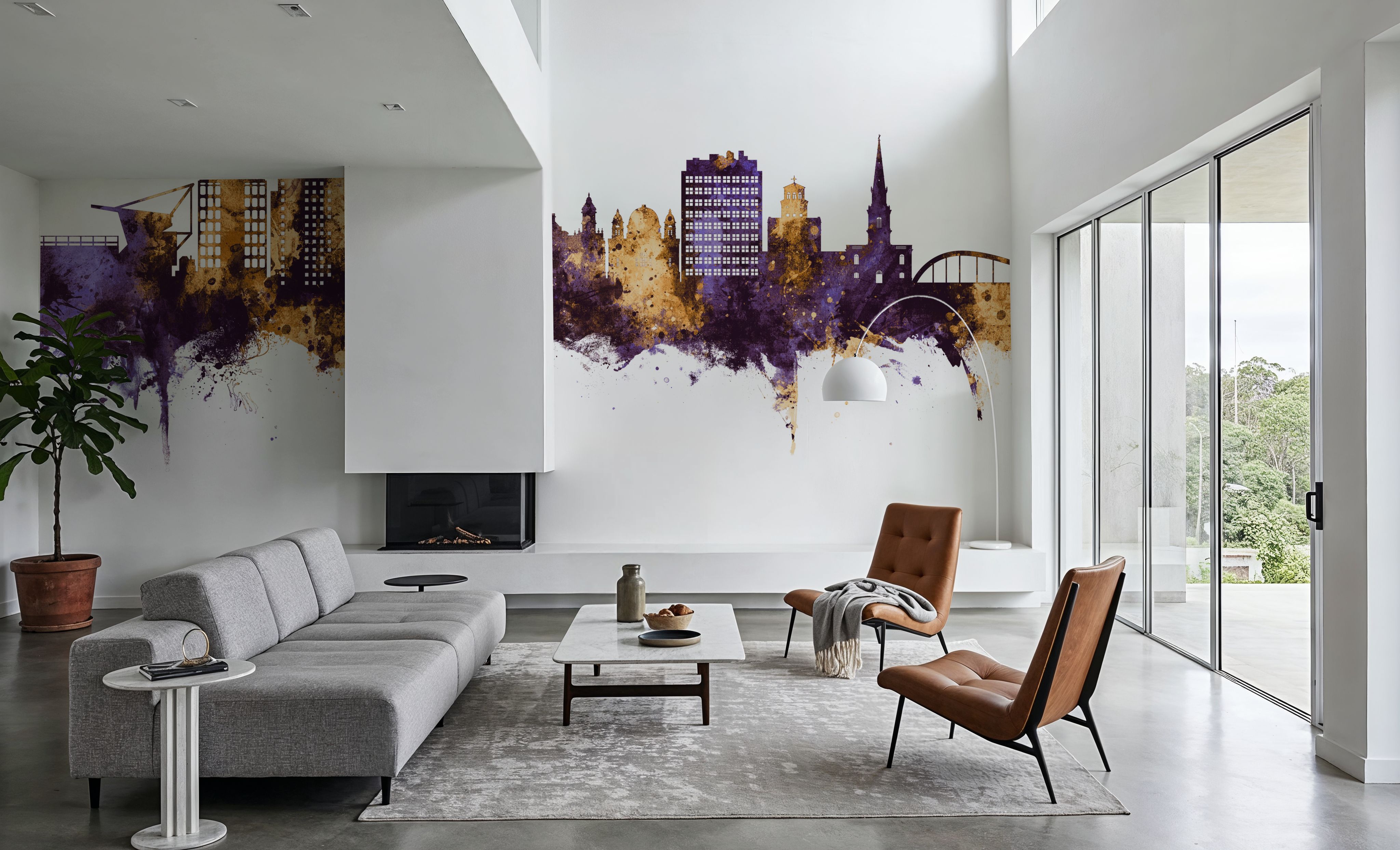 Wolverhampton England Skyline Purple & Gold