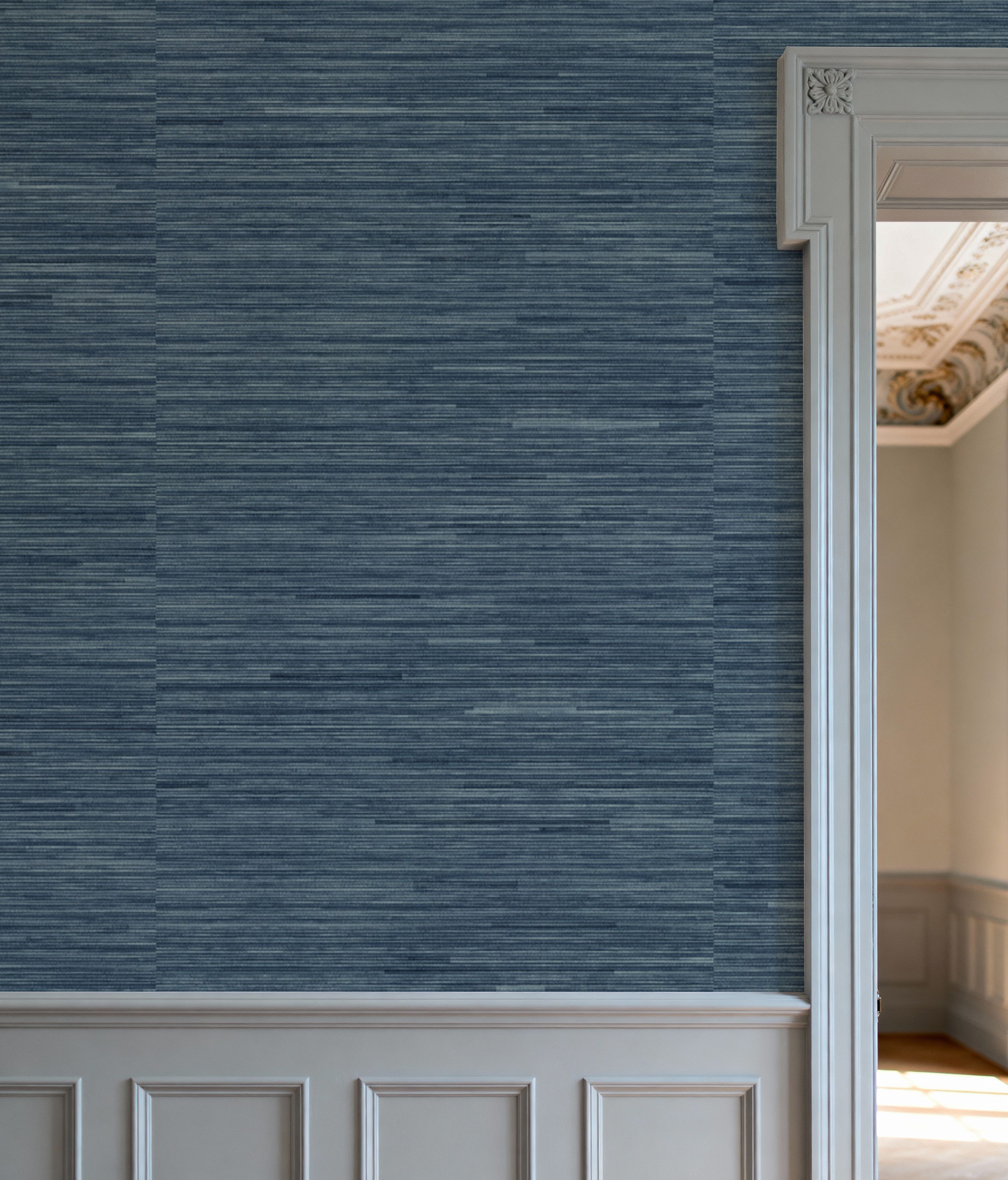 Faux Grasscloth with Visible Seams, Indigo