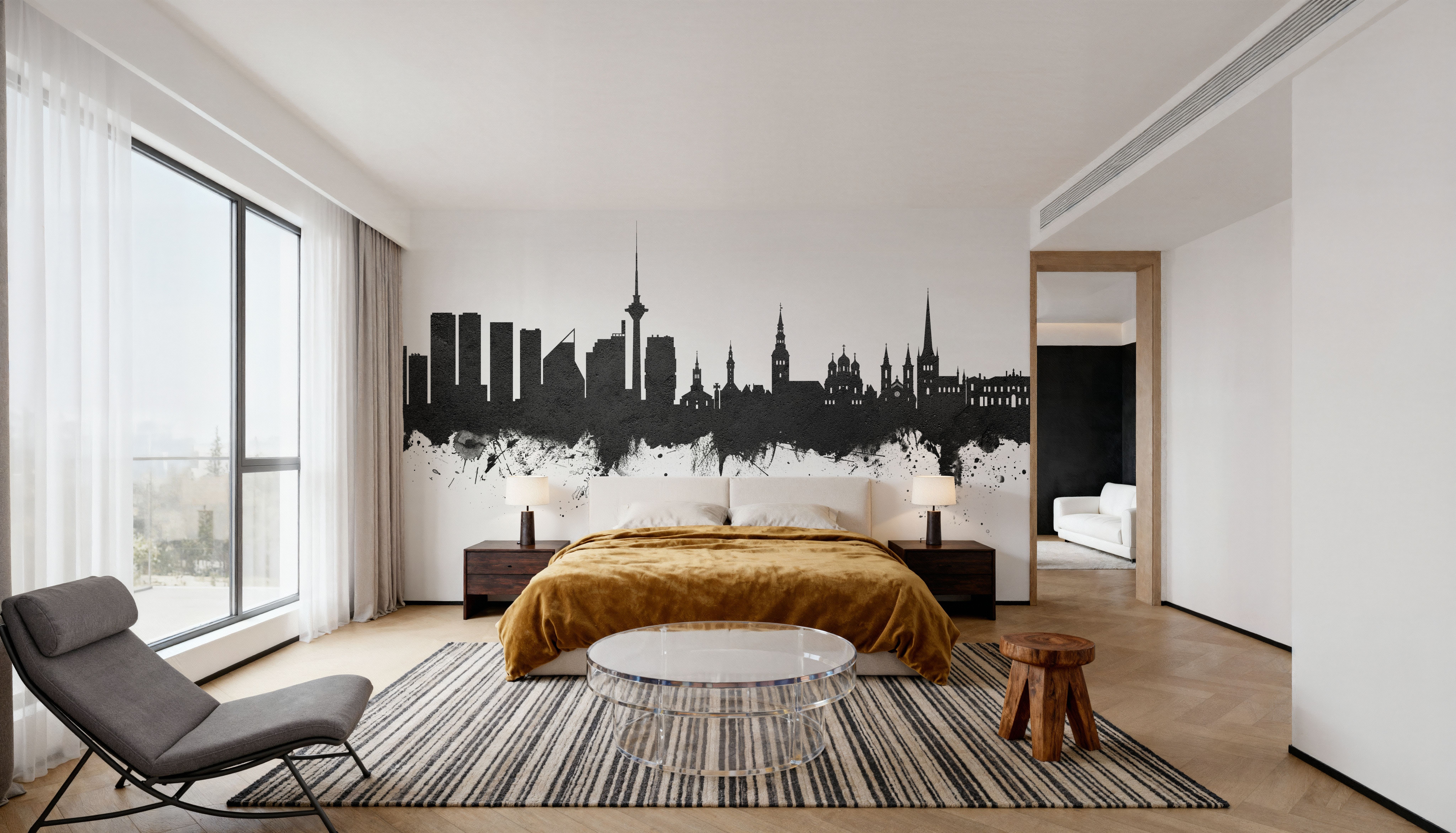 Tallinn Estonia Skyline Black & White